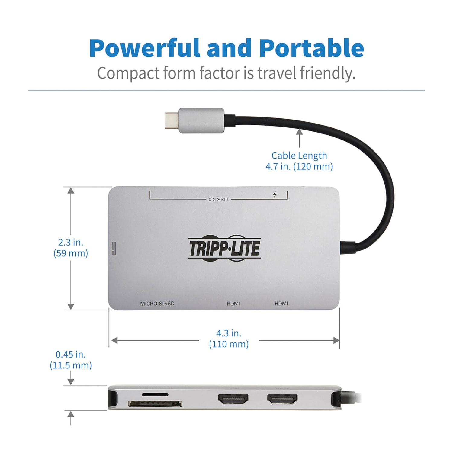 Tripp Lite Dual-Display 8-Port USB-C Dock, Gray, TRPU442DOCK8 - Image 4