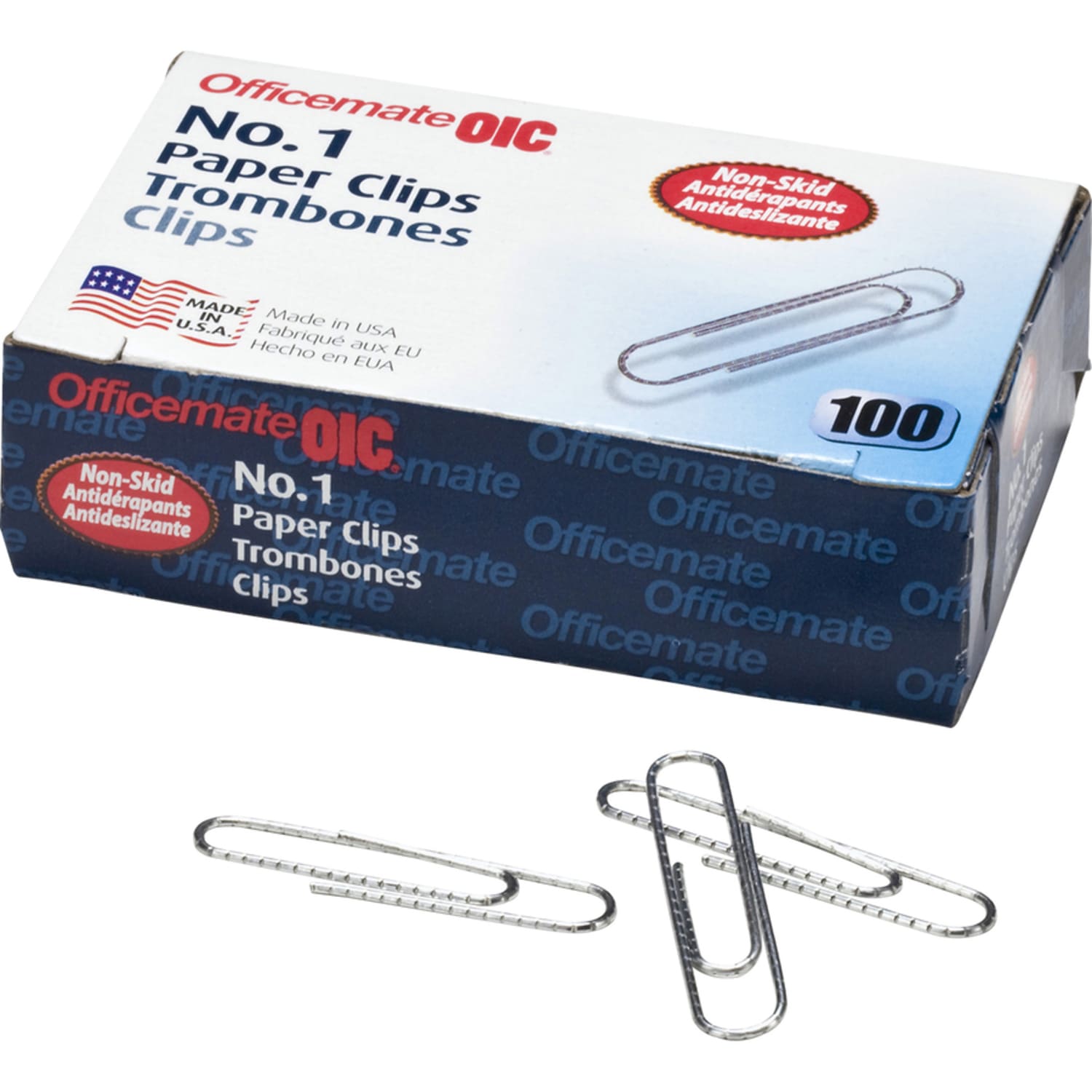 Officemate No. 1 Nonskid Paper Clips - No. 1 - 1.8in Length x 0.5in Width - Non-skid - 1000 / Pack - Silver - Steel - Image 4