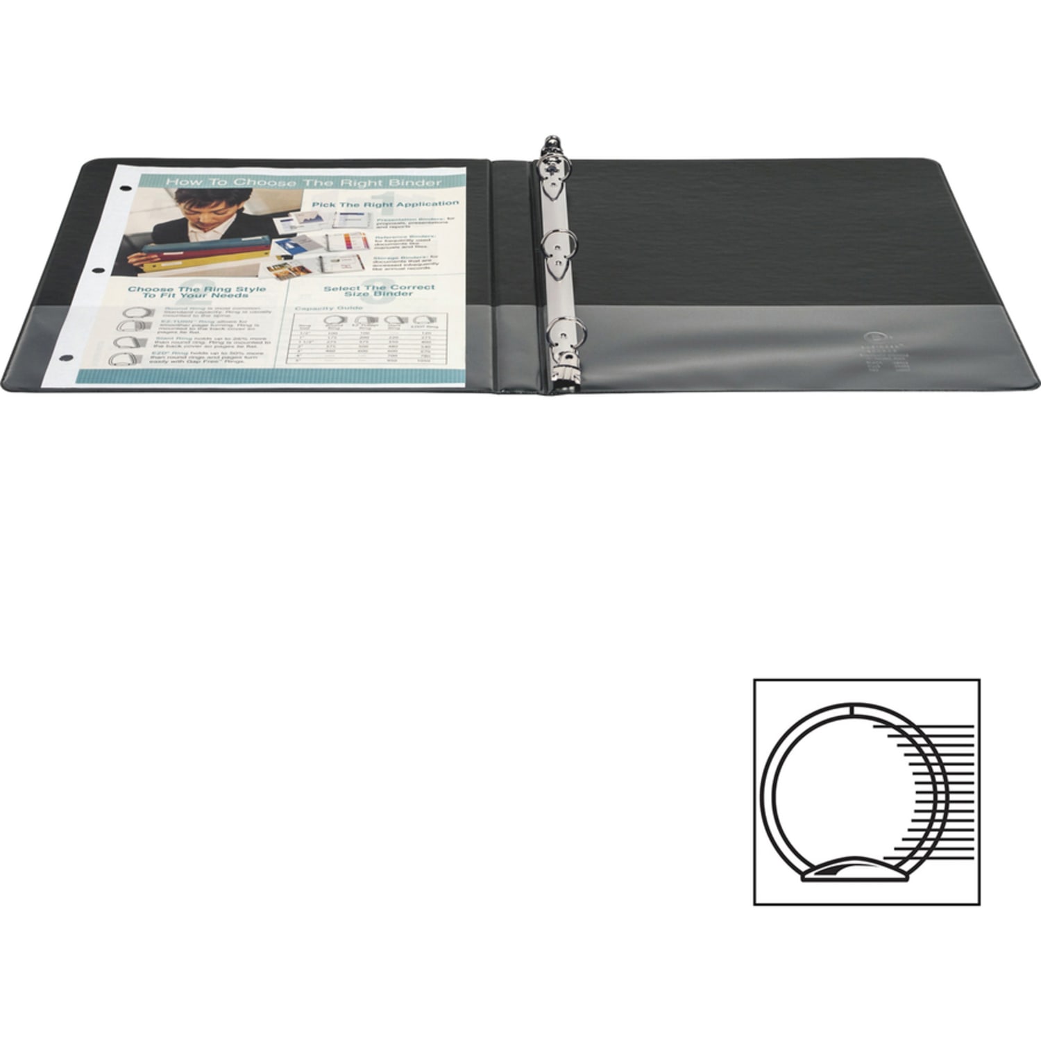 Business Source Basic Round Ring Binders, 1/2in Ring, 8 1/2in x 11in, Black, Pack Of 4 - Image 5