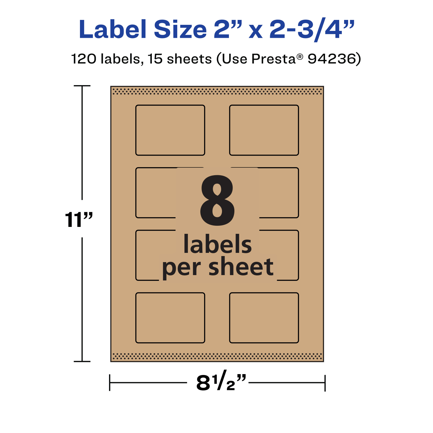 Avery Kraft Permanent Labels With Sure Feed, 94236-KMP15, Rectangle, 2in x 2-3/4in, Brown, Pack Of 120 - Image 6