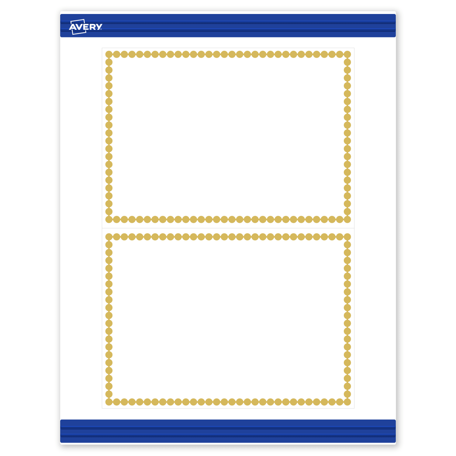 Avery Printable Invitation Cards With Sure Feed Technology, 5in x 7in, Matte White With Preprinted Gold Bead Design, Pack Of 20 - Image 3