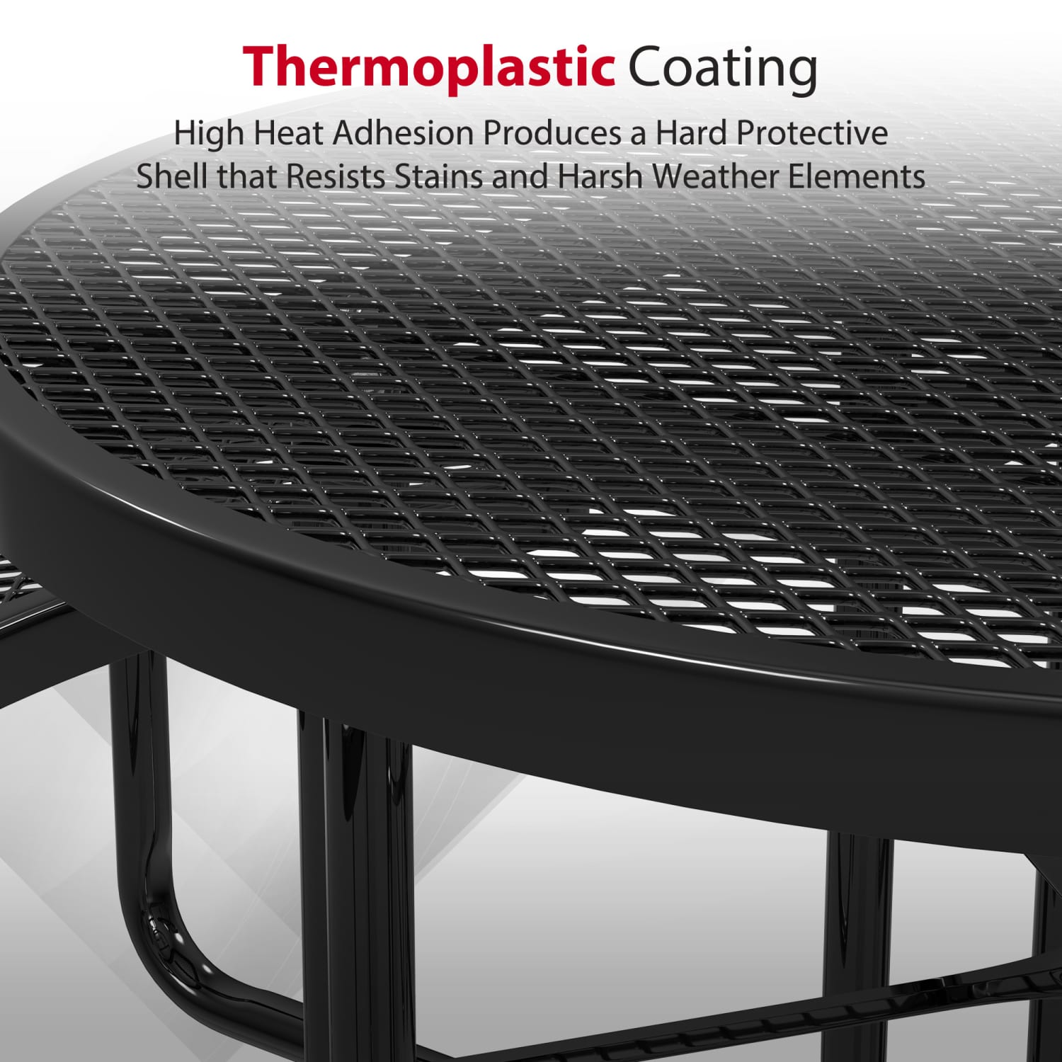 Leisure Craft Round Outdoor Picnic Table, 29-1/4inH x 81inW x 81inD, Black - Image 5