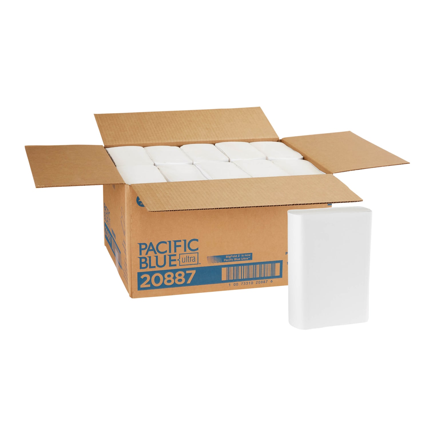 Pacific Blue Ultra by GP PRO, 1-Ply, Z-Fold Paper Towels, 10.2in X 10.8in, White, 220 Sheets per Pack, 10 Packs Per Case