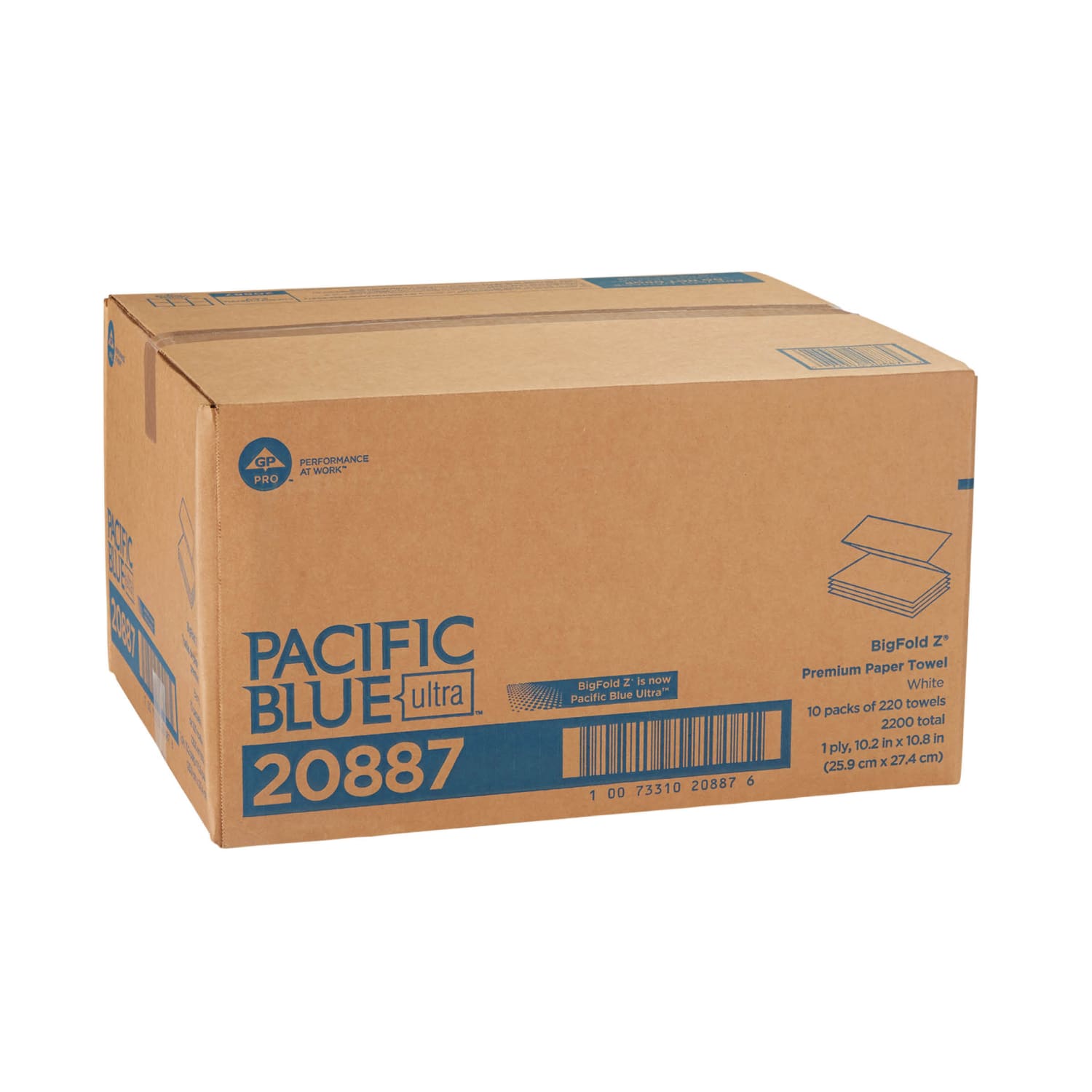 Pacific Blue Ultra by GP PRO, 1-Ply, Z-Fold Paper Towels, 10.2in X 10.8in, White, 220 Sheets per Pack, 10 Packs Per Case - Image 6