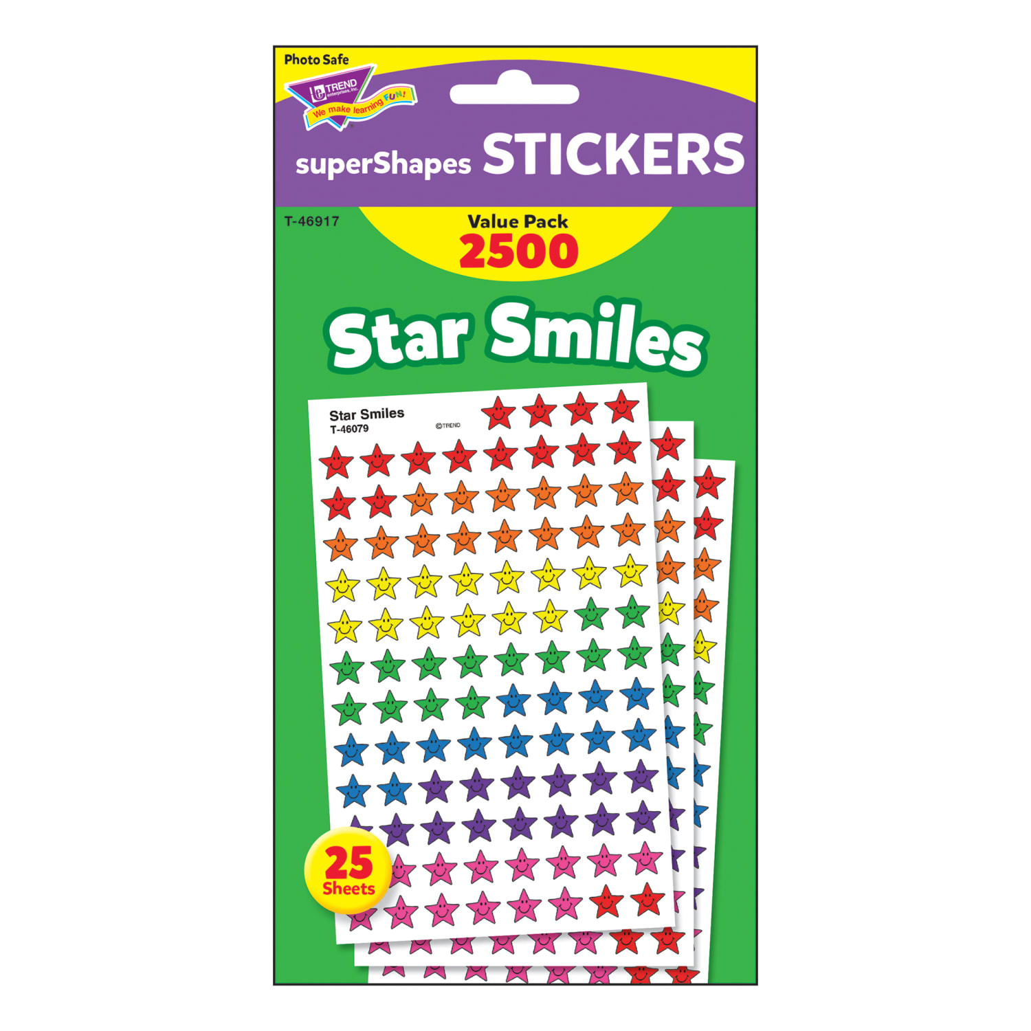 Trend superShapes Stickers Value Packs, Star Smiles, 2,500 Stickers Per Pack, Set Of 3 Packs - Image 4