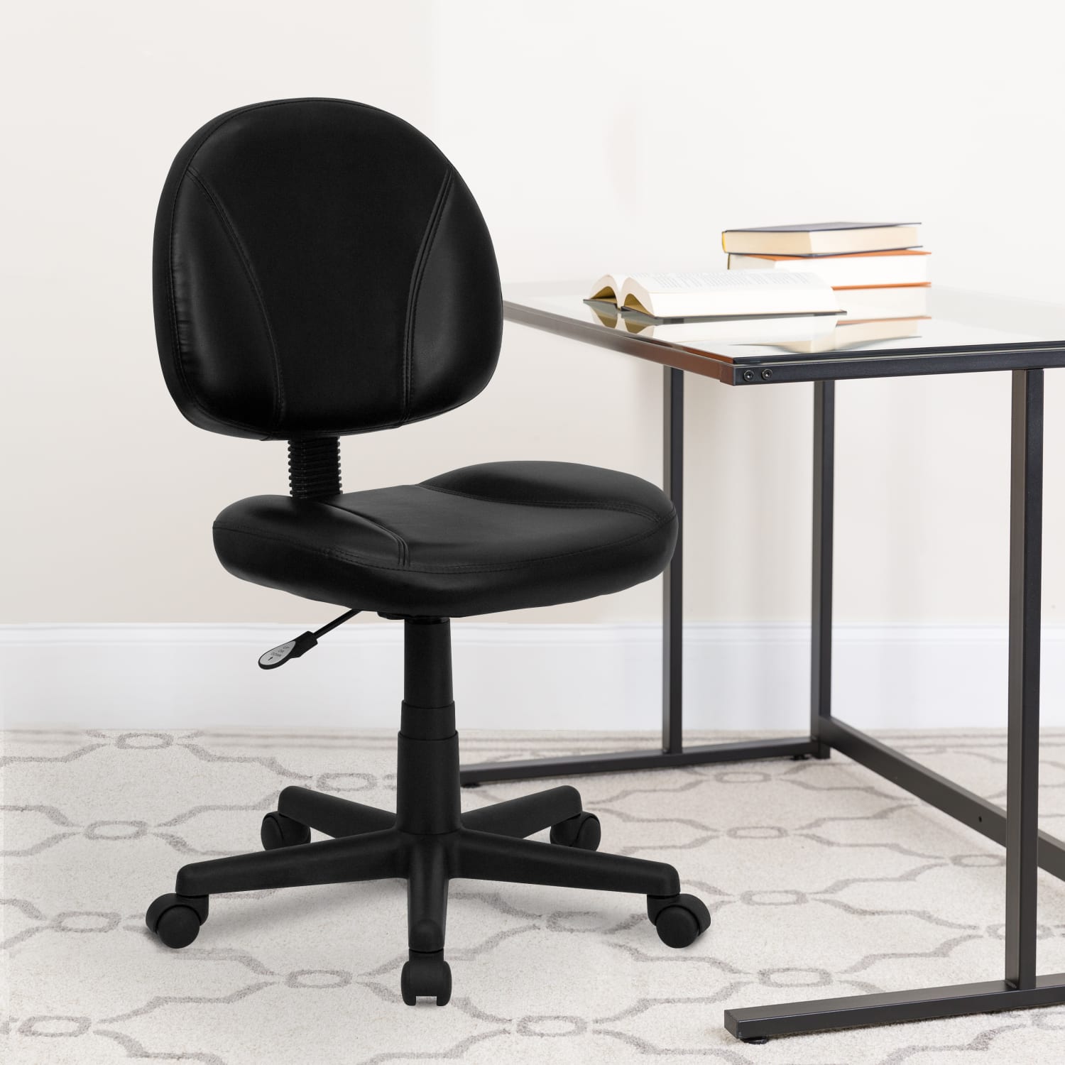 Flash Furniture LeatherSoft Faux Leather Mid Back Ergonomic Swivel Chair Black PopularChairscom