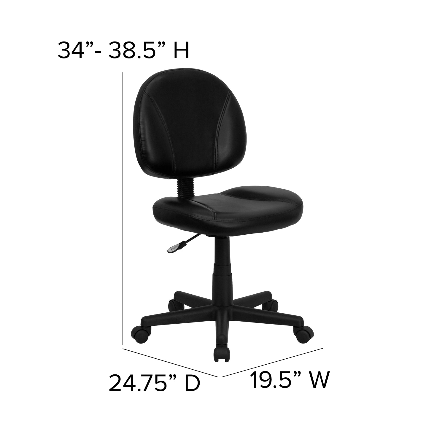 Flash Furniture LeatherSoft Faux Leather MidBack Ergonomic Swivel Chair Black PopularChairscom Flash Furniture LeatherSoft Faux Leather Mid Back Ergonomic Swivel Chair Black PopularChairscom
