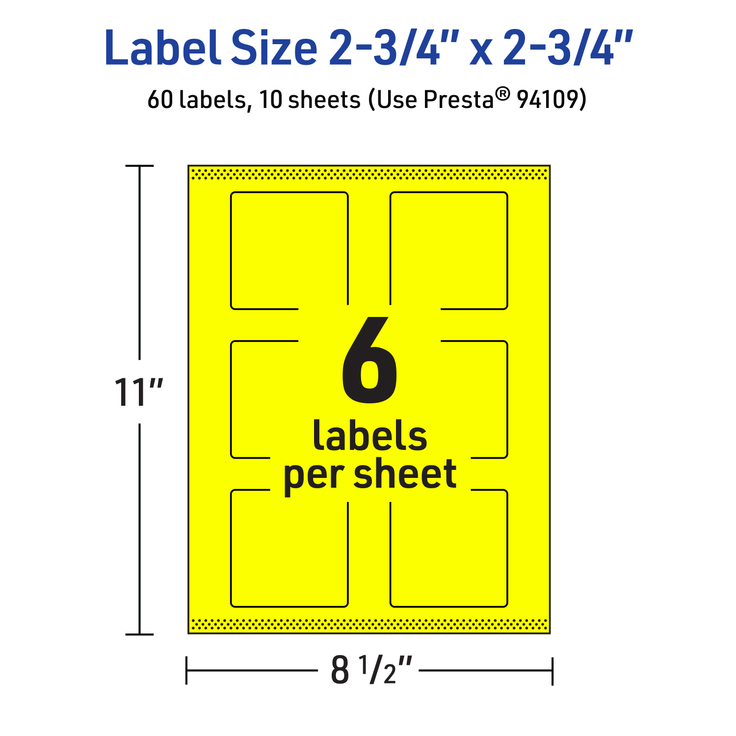 Avery Print-To-The-Edge Labels With Sure Feed Technology And Easy Peel, 94109-NYP10, Square, 2-3/4in x 2-3/4in, Matte Neon Yellow, Pack of 60 - Image 6