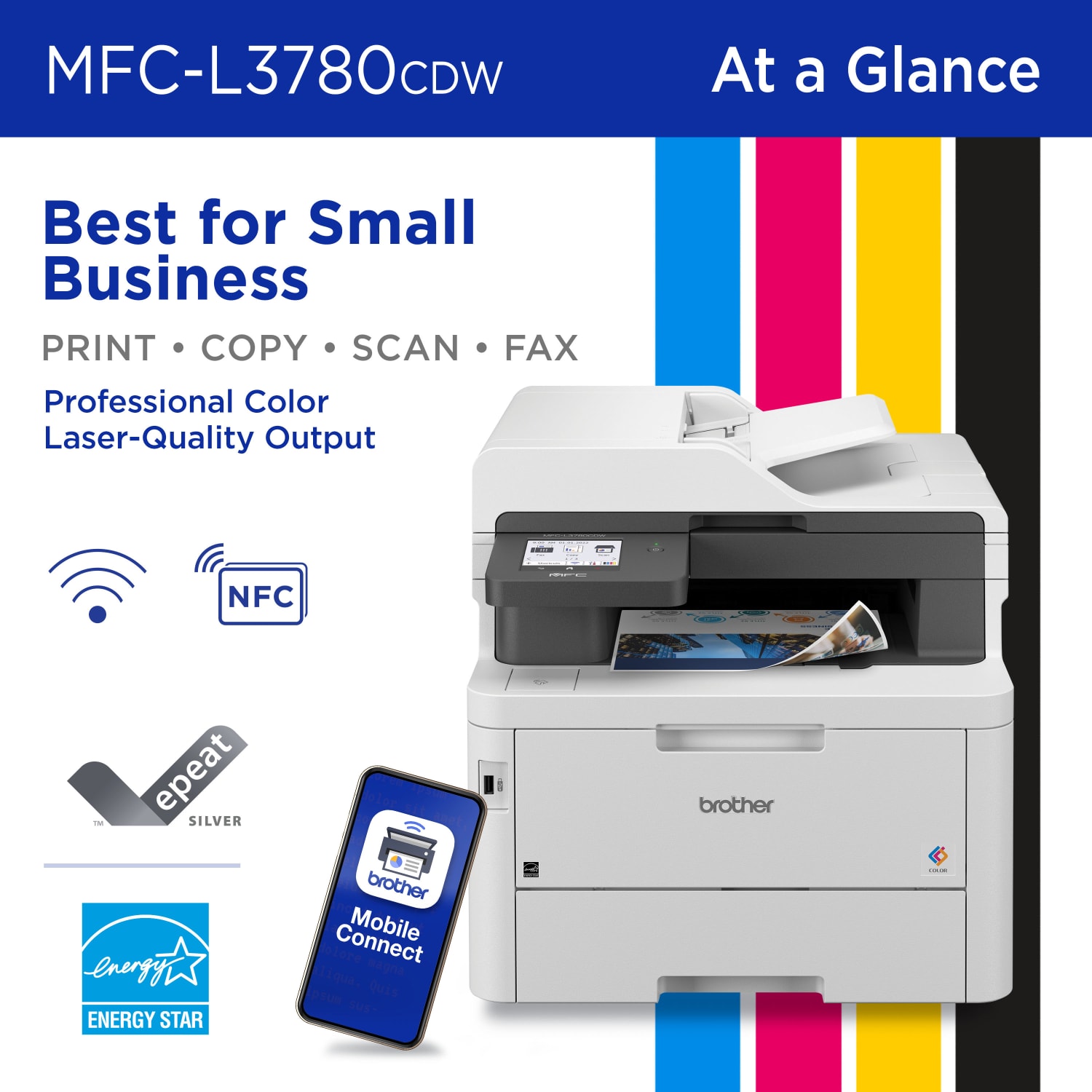 Brother MFC-L3780CDW Wireless Digital Laser Color All-In-One Printer With Refresh EZ Print Eligibility - Image 4