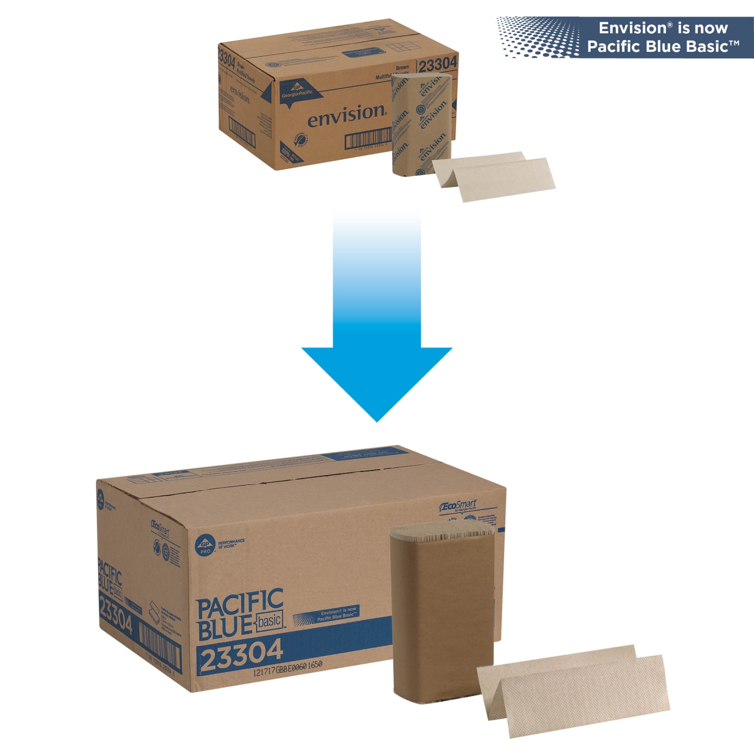 Pacific Blue Basic by GP PRO, 1-Ply, Multifold Paper Towels, 9.2in X 9.4in, 100% Recycled, Brown, 250 Sheets per Pack, 16 Packs Per Case - Image 3