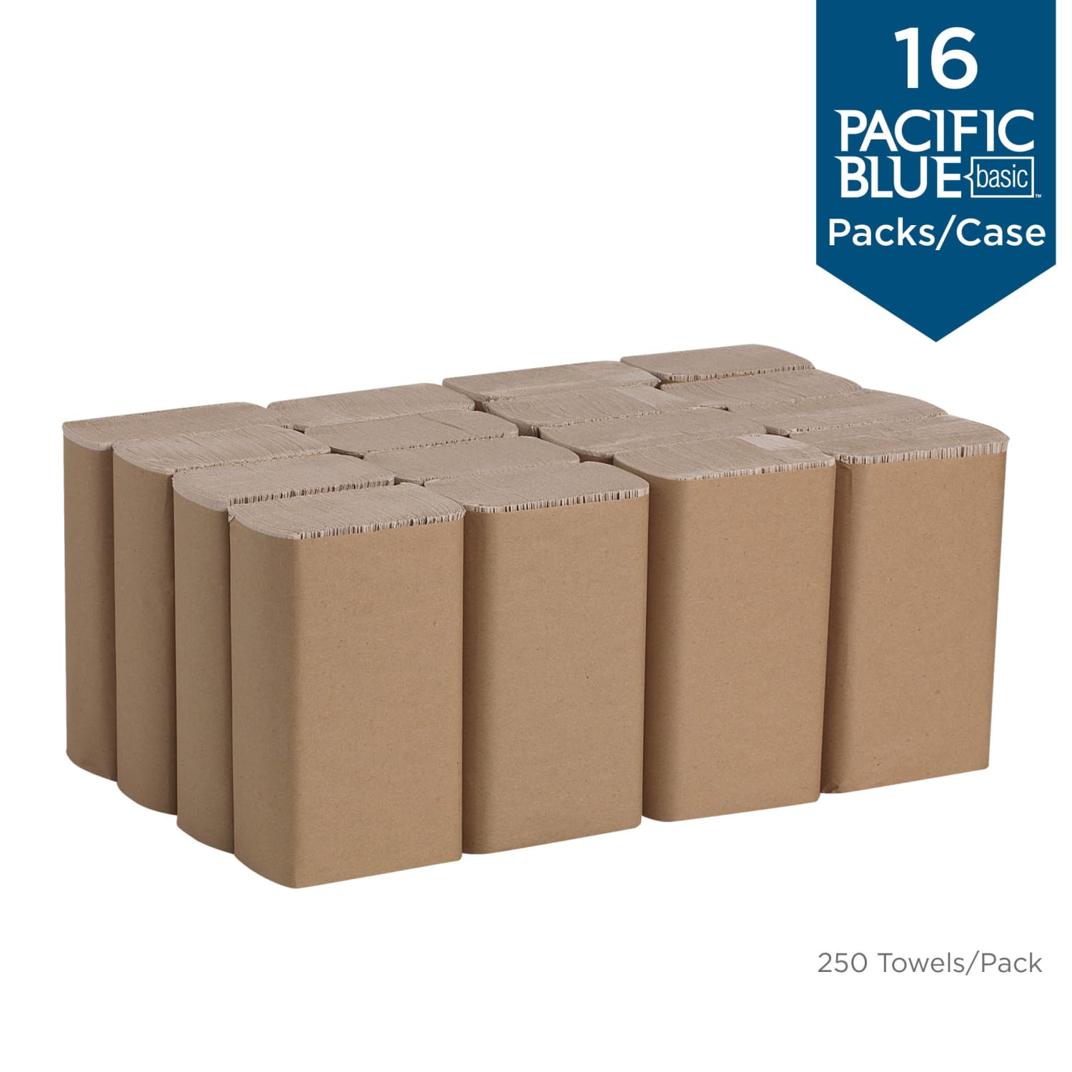 Pacific Blue Basic by GP PRO, 1-Ply, Multifold Paper Towels, 9.2in X 9.4in, 100% Recycled, Brown, 250 Sheets per Pack, 16 Packs Per Case - Image 5