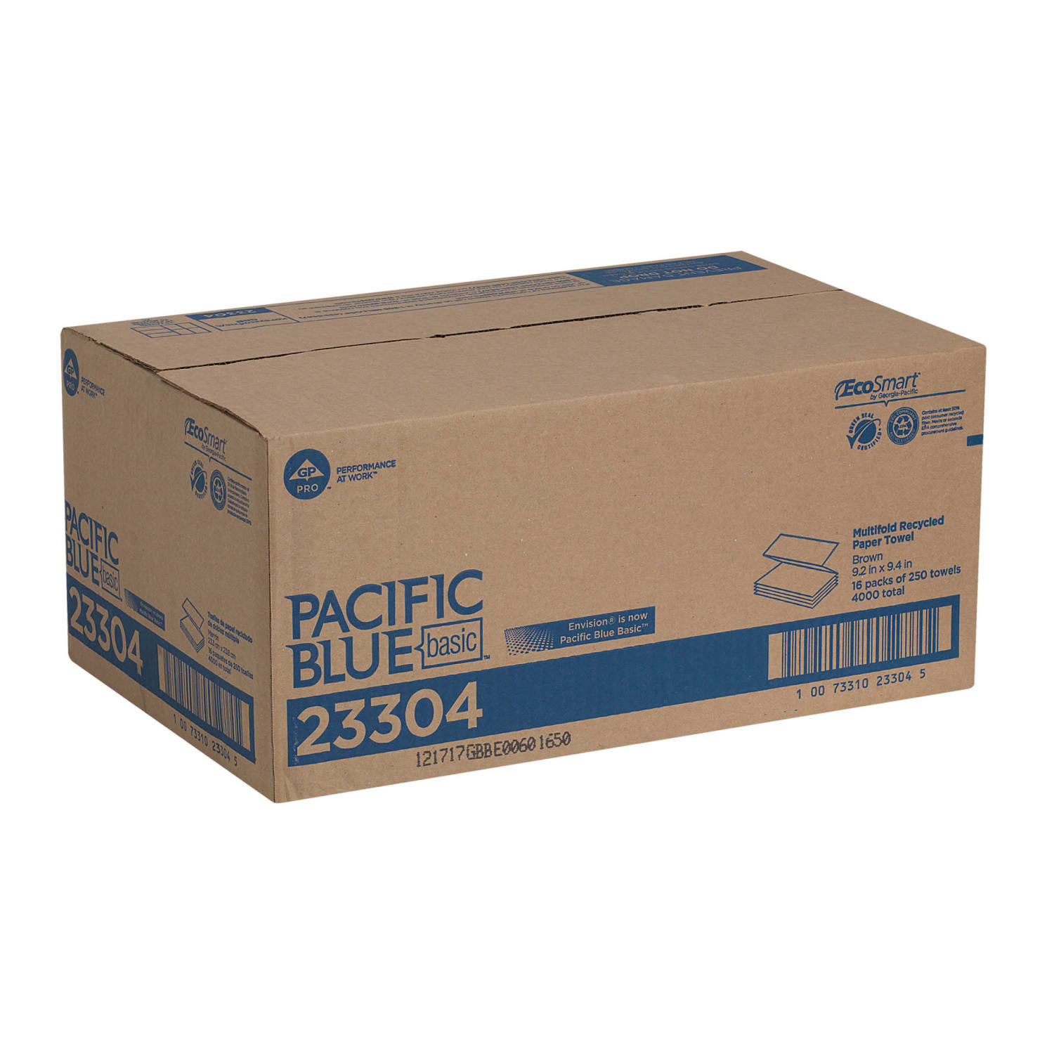 Pacific Blue Basic by GP PRO, 1-Ply, Multifold Paper Towels, 9.2in X 9.4in, 100% Recycled, Brown, 250 Sheets per Pack, 16 Packs Per Case - Image 6