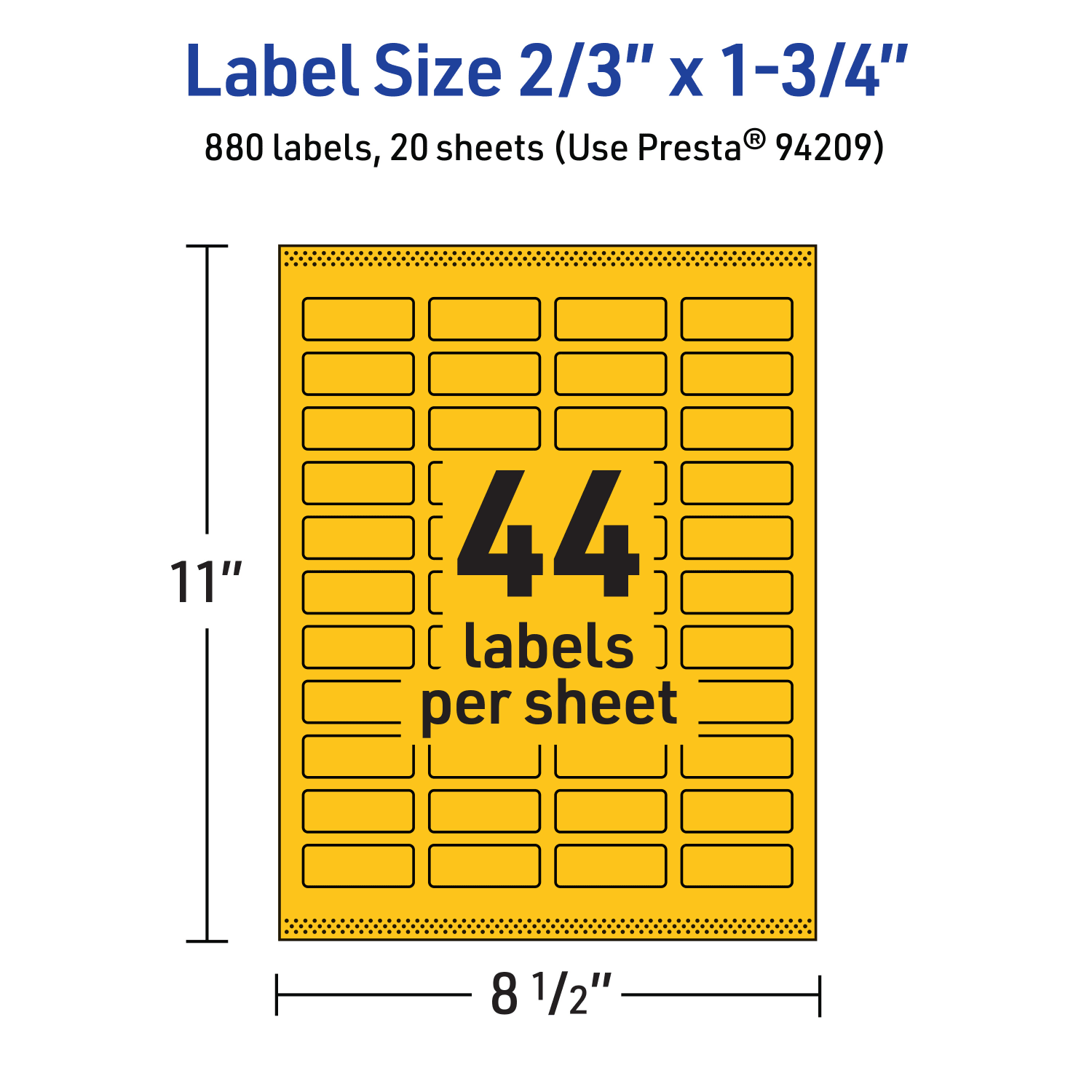 Avery Print-To-The-Edge Labels With Sure Feed Technology And Easy Peel, 94209-BYP20, Rectangle, 2/3in x 1-3/4in, Matte Bright Yellow, Pack of 880 - Image 6