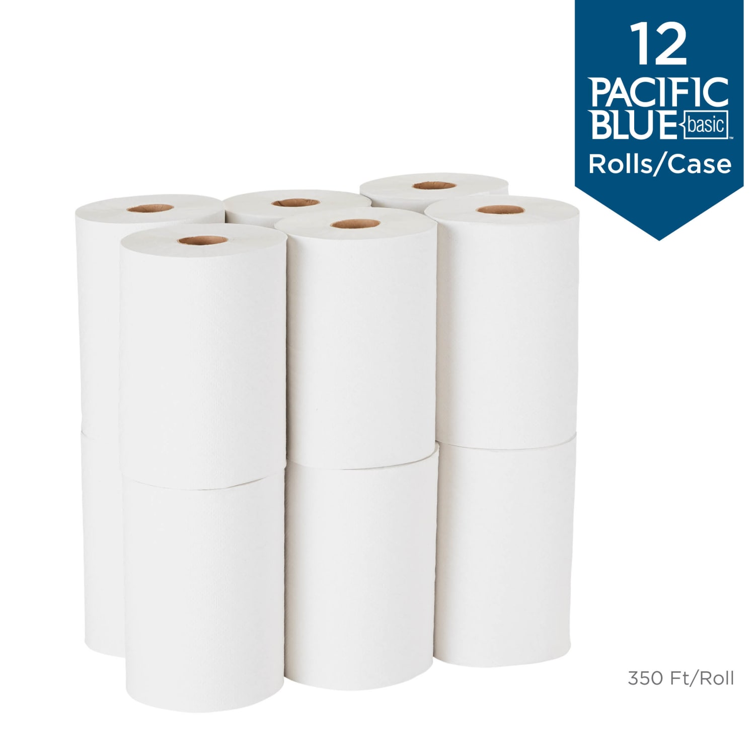 Pacific Blue Basic by GP PRO 1-Ply Paper Towels, 350ft Per Roll, Pack Of 12 Rolls - Image 4