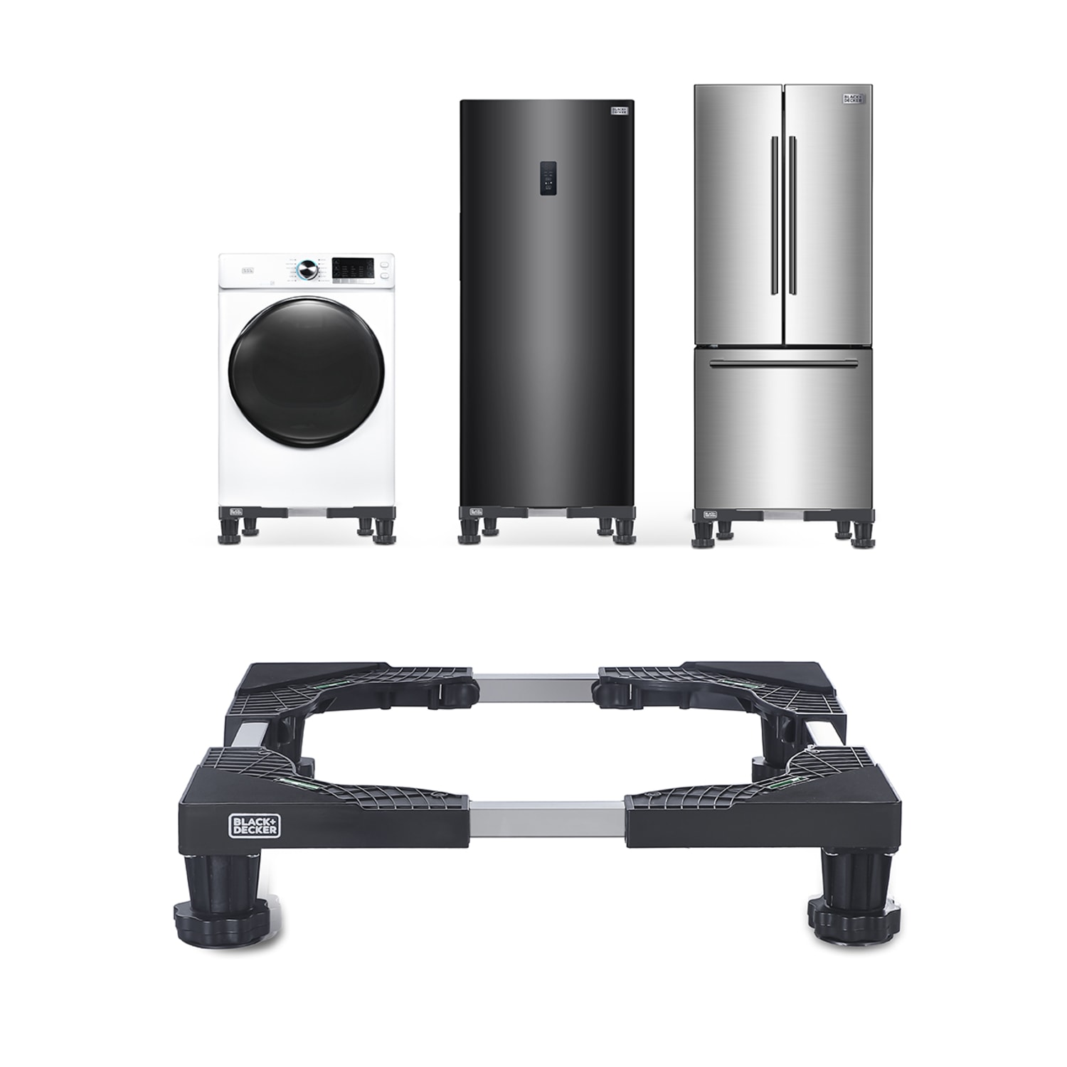 Black+Decker Multi-Functional Appliance Pedestal Stand, 4-3/4inH x 23-5/8inW x 23-5/8inD, Black - Image 3