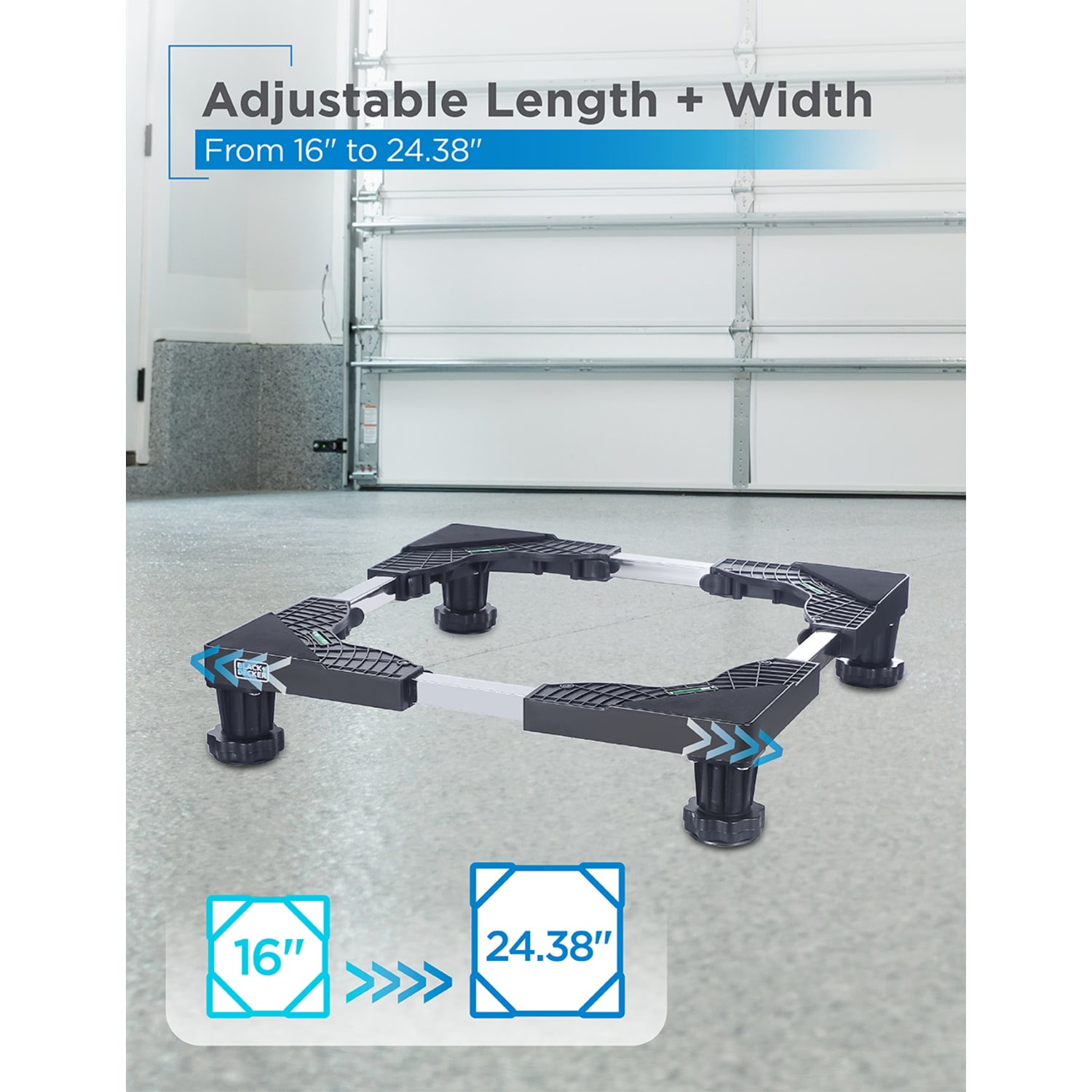 Black+Decker Multi-Functional Appliance Pedestal Stand, 4-3/4inH x 23-5/8inW x 23-5/8inD, Black - Image 6
