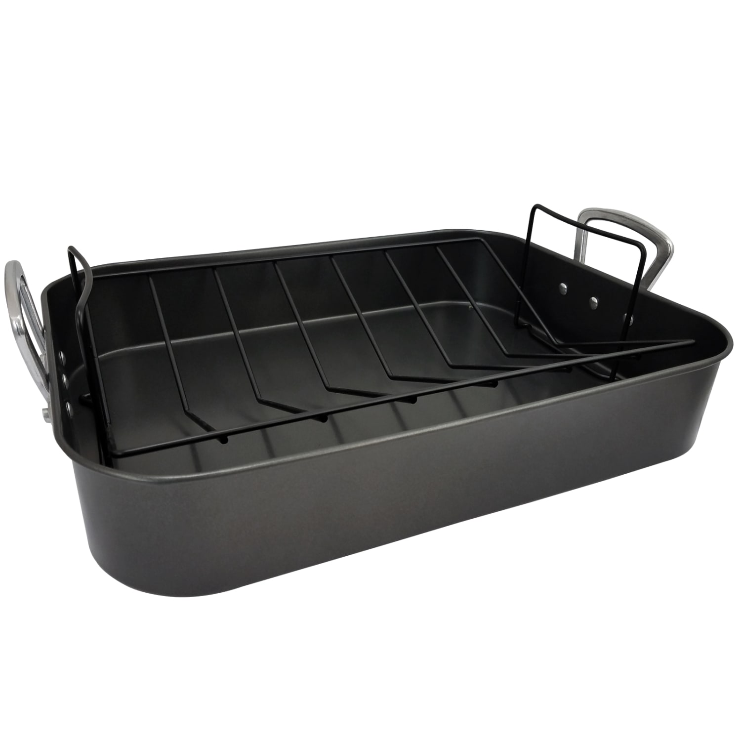 Gibson Home Broxton 2-Piece Turkey Roaster, Black - Image 3