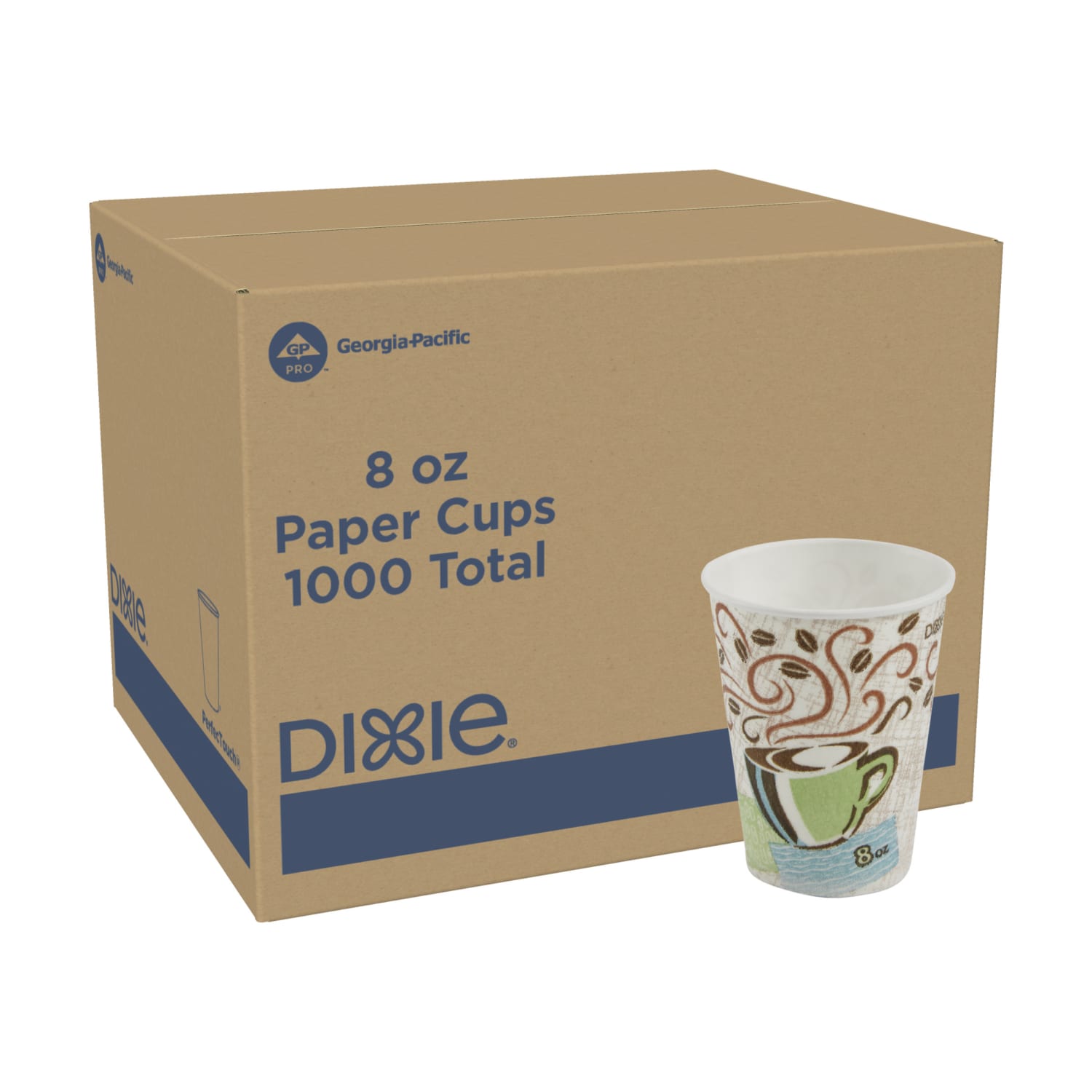 Dixie PerfecTouch by GP PRO Hot Cups, 8 Oz, Box Of 1,000 Cups
