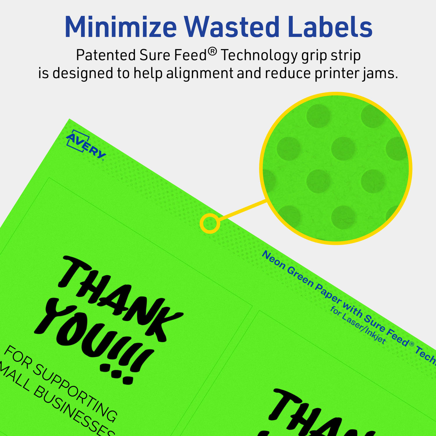 Avery Printable Labels With Sure Feed Technology, 94100-NGP20, Square, 4in x 4in, Matte Neon Green, Pack of 80 - Image 5