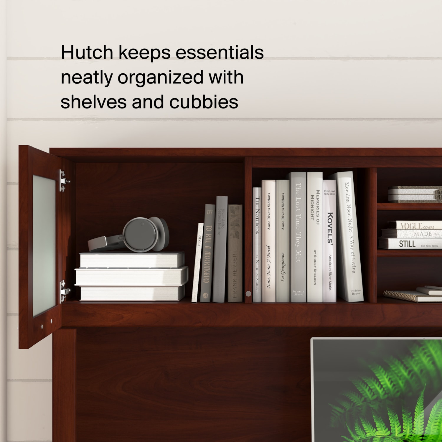 Bush Furniture Somerset 3 Position Sit to Stand L Shaped Desk With Hutch, 72inW, Hansen Cherry, Standard Delivery - Image 5