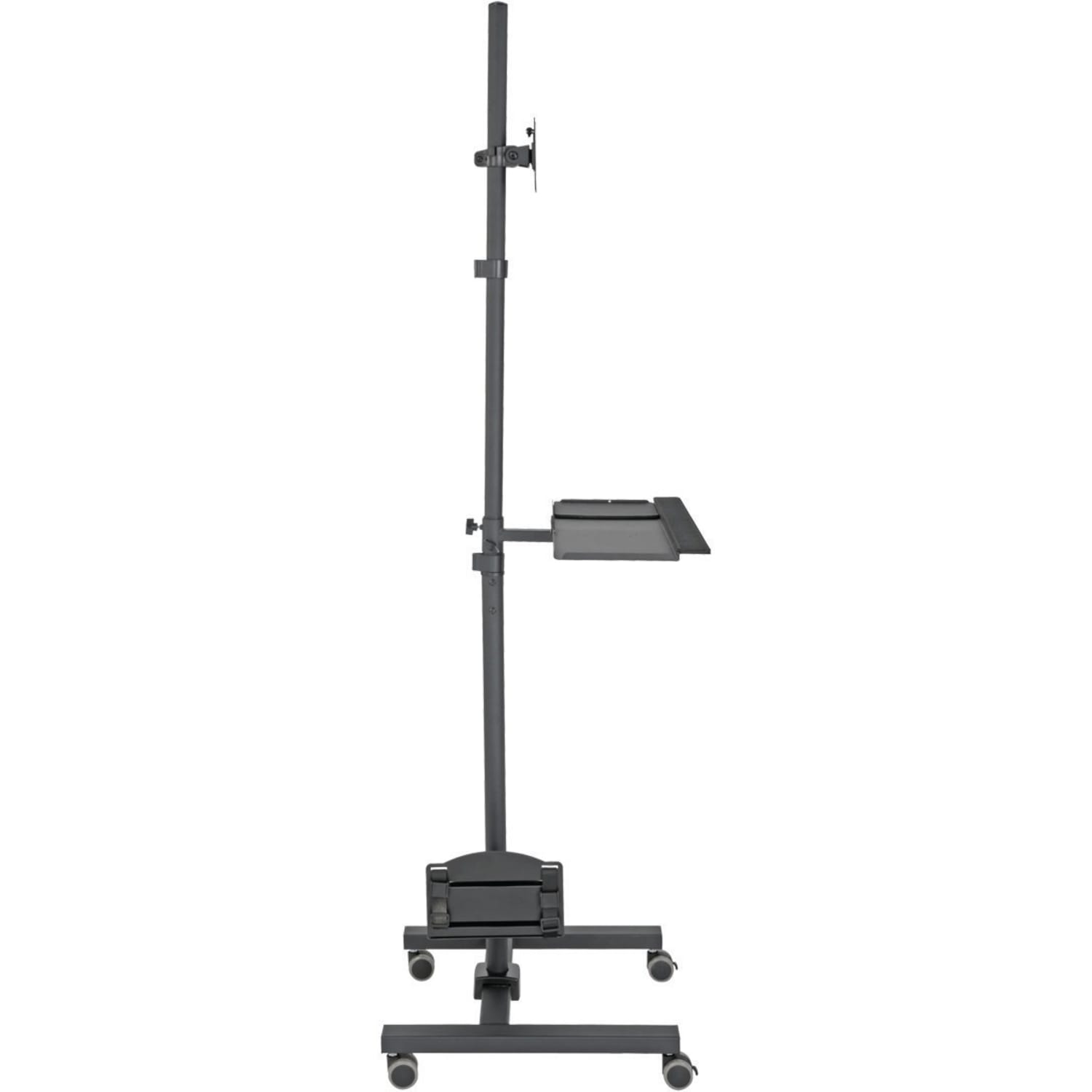 Eaton Tripp Lite Series Mobile Workstation with Monitor Mount - For 17in to 32in Displays, Height Adjustable - Up to 32in Screen Support - 17.64 lb Load Capacity - 70.1in Height x 25.7in Width x 21in Depth - Floor - Steel - Black - Image 4