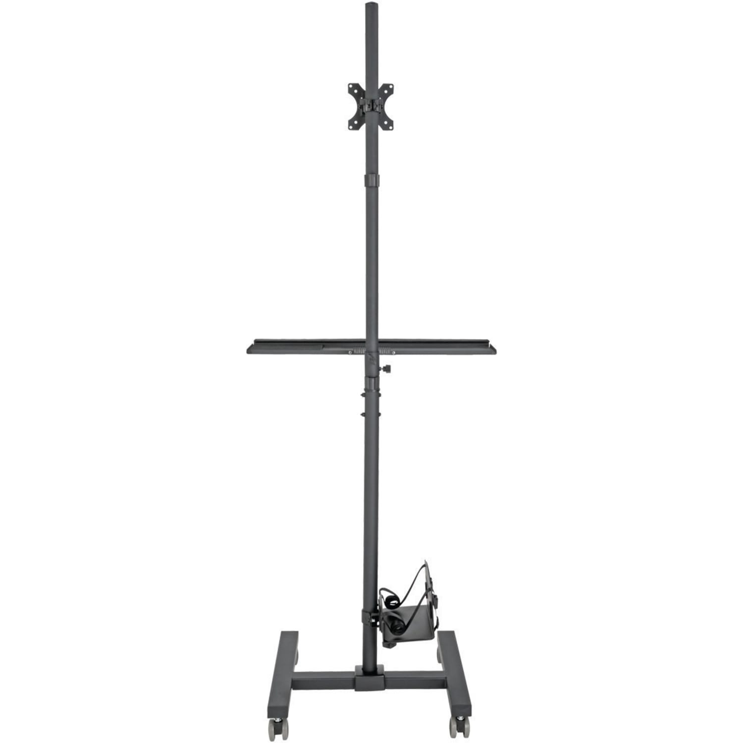 Eaton Tripp Lite Series Mobile Workstation with Monitor Mount - For 17in to 32in Displays, Height Adjustable - Up to 32in Screen Support - 17.64 lb Load Capacity - 70.1in Height x 25.7in Width x 21in Depth - Floor - Steel - Black - Image 6