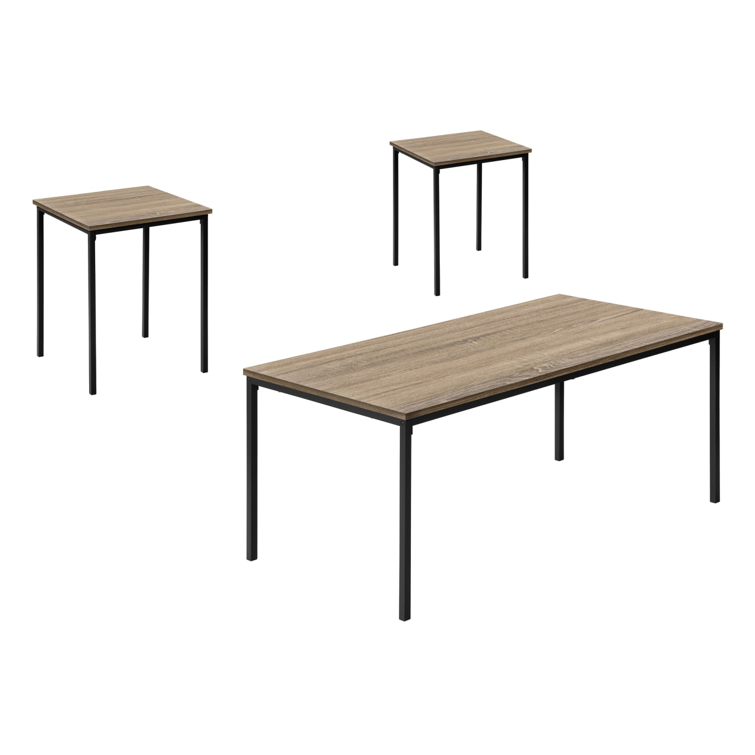 Monarch Specialties Jodi Metal/Laminate 3-Piece Rectangular Table Set, Dark Taupe/Black - Image 4
