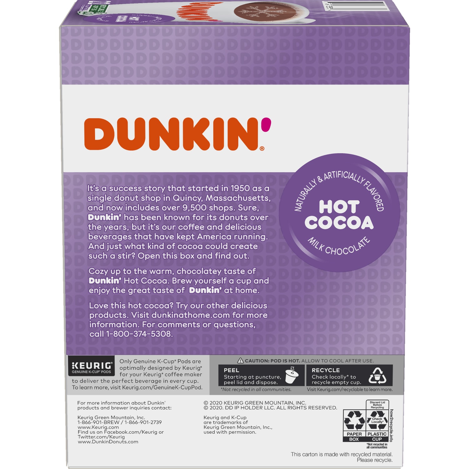 Dunkin Donuts Milk Chocolate Hot Cocoa Single-Serve K-Cup, Box Of 22 - Image 6