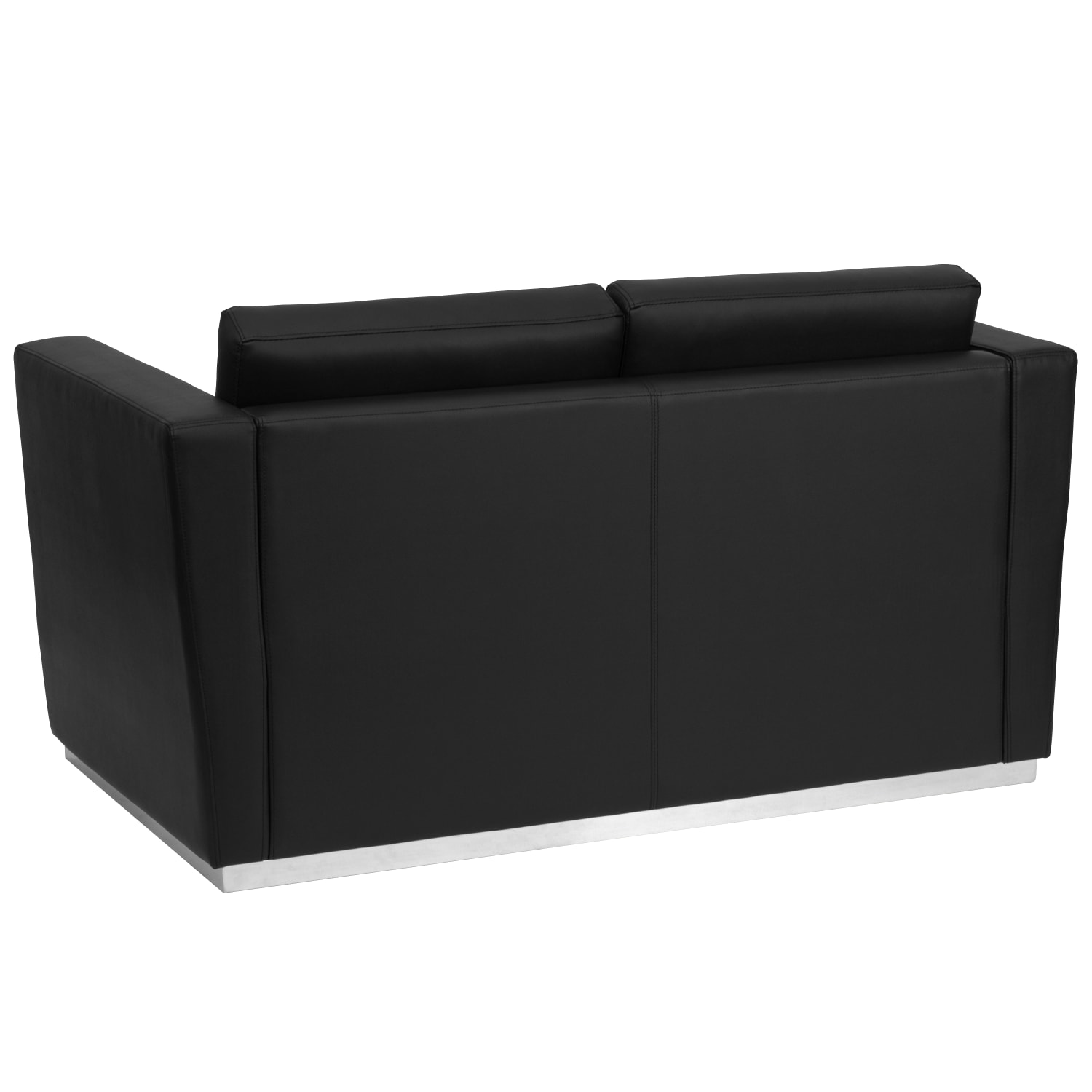 Flash Furniture HERCULES Trinity Series Contemporary LeatherSoft Loveseat with Stainless Steel Recessed Base Black PopularChairscom