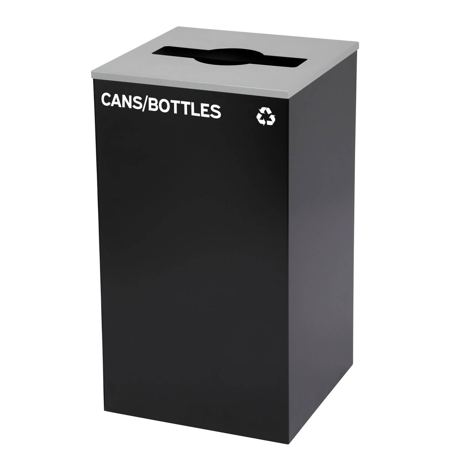 Alpine Industries Stainless Steel Open Top Cans/Bottles Trash Can With Mixed Lid, 29 Gal, 30inH x 16-15/16inW x 16-15/16inD, Black