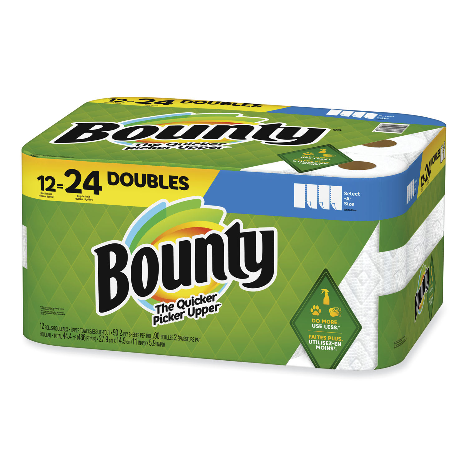 Bounty Select-a-Size Kitchen Roll Paper Towels, 2-Ply, 5.9 x 11, White, 90 Sheets/Double Roll, 12 Rolls/Carton - Image 5