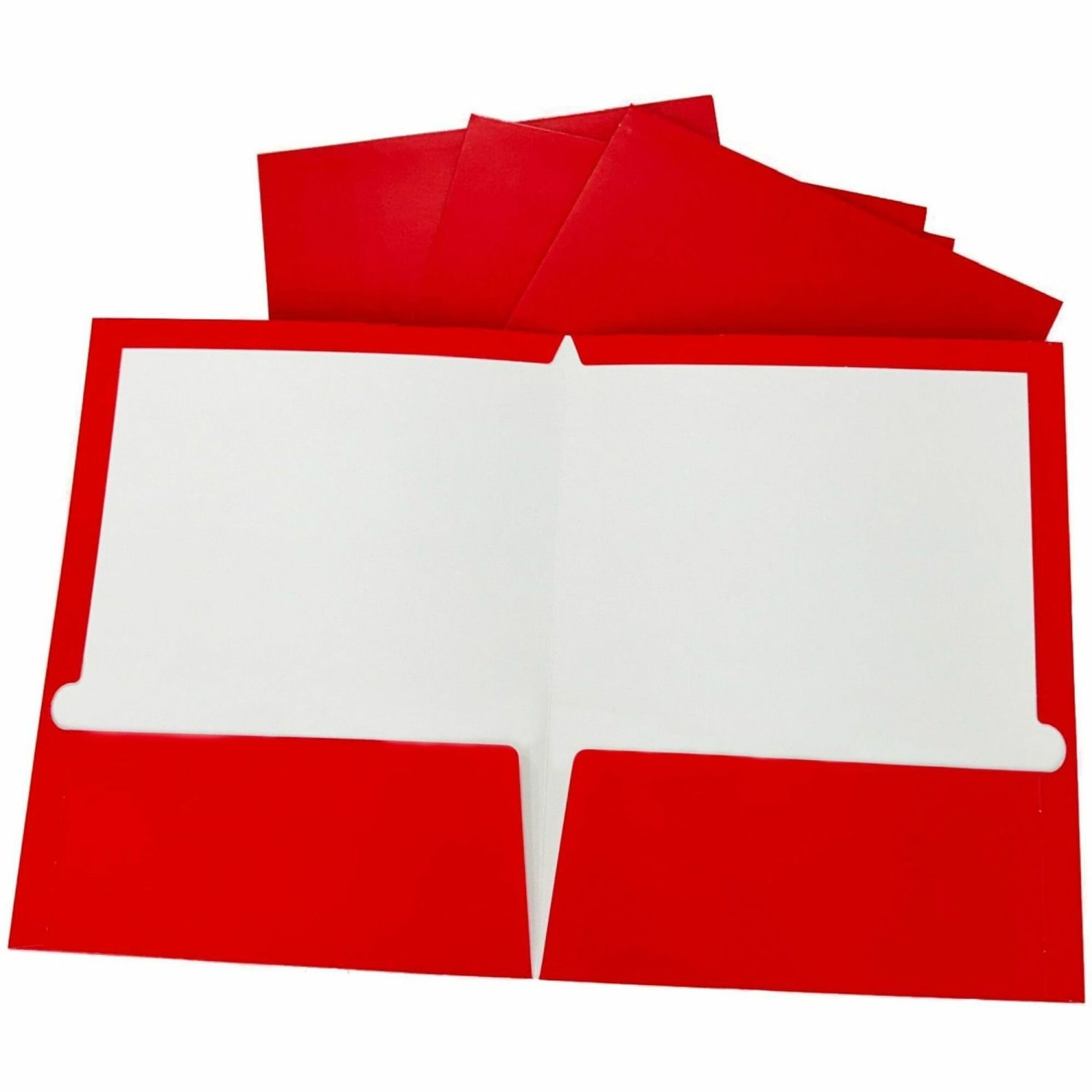 Business Source Letter Pocket Folder - 8 1/2in x 11in - 100 Sheets Capacity - Card Paper - Red - Durable, Laminated, Die-cut - 25/Box - 44426