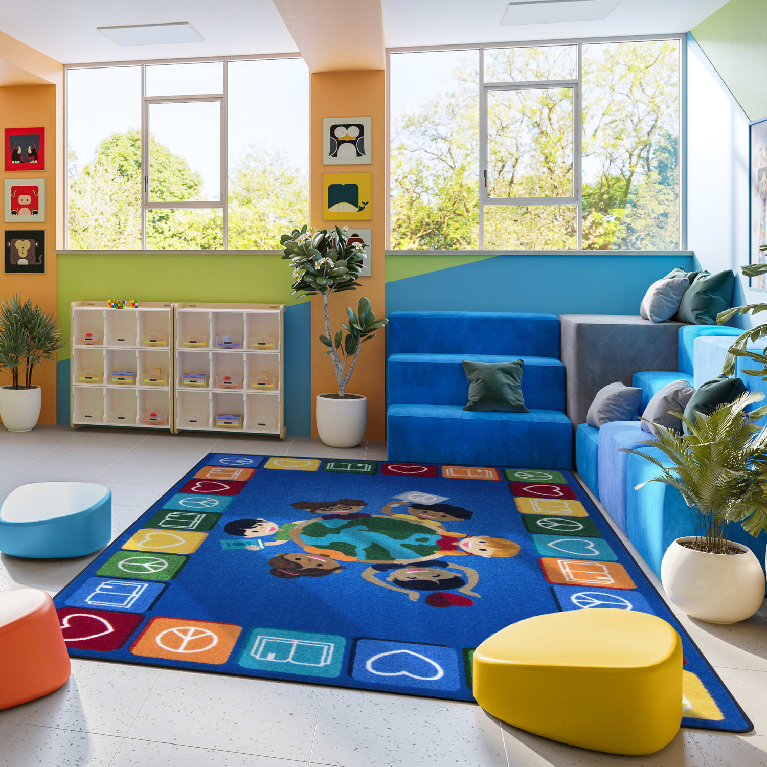 Joy Carpets Kids Essentials Rectangle Area Rug, 7-2/3ft x 10-3/4ft, Peaceful Readers - Image 3