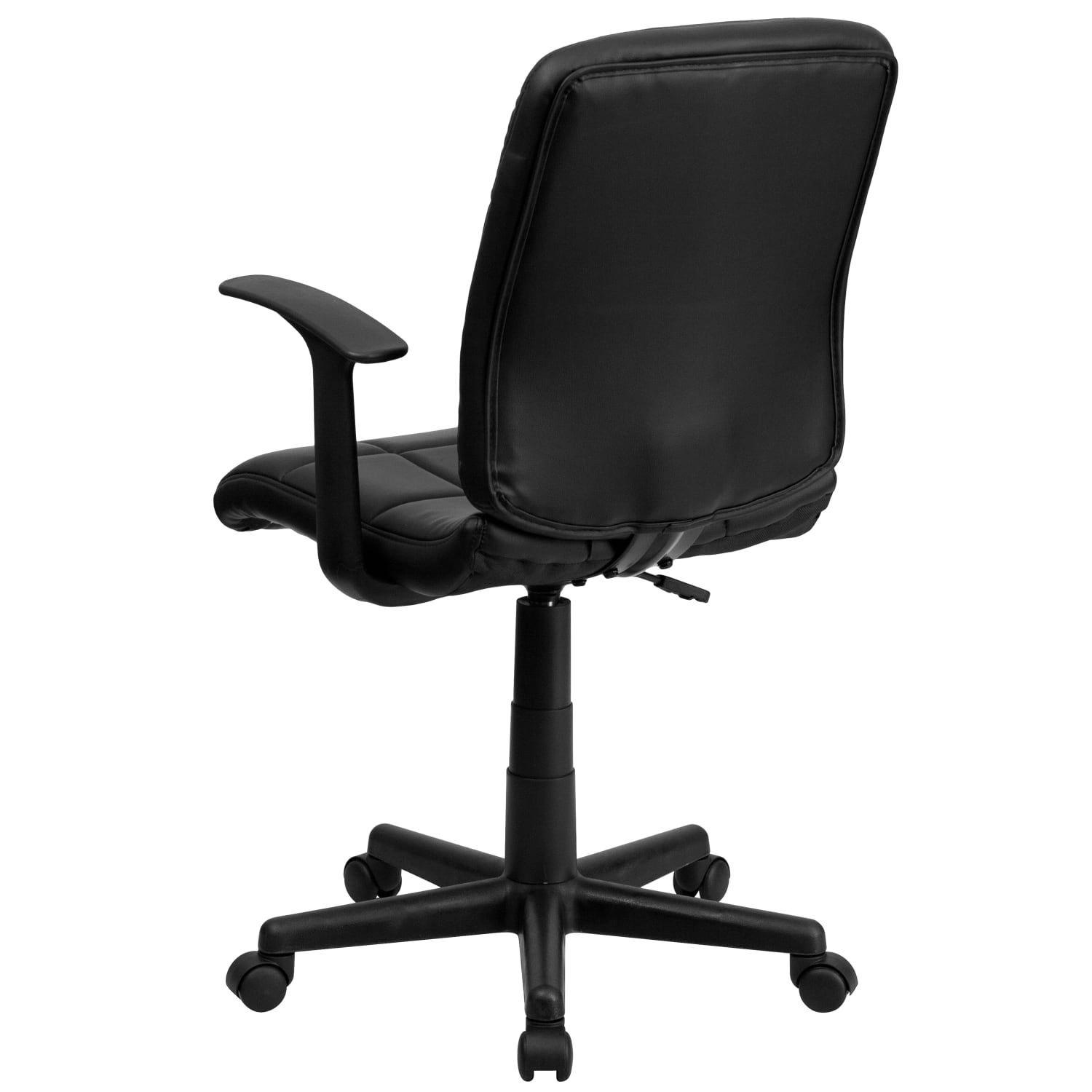 Flash Furniture Quilted Vinyl MidBack Swivel Task Chair With TArms Black PopularChairscom Flash Furniture Quilted Vinyl Mid Back Swivel Task Chair With T Arms Black PopularChairscom