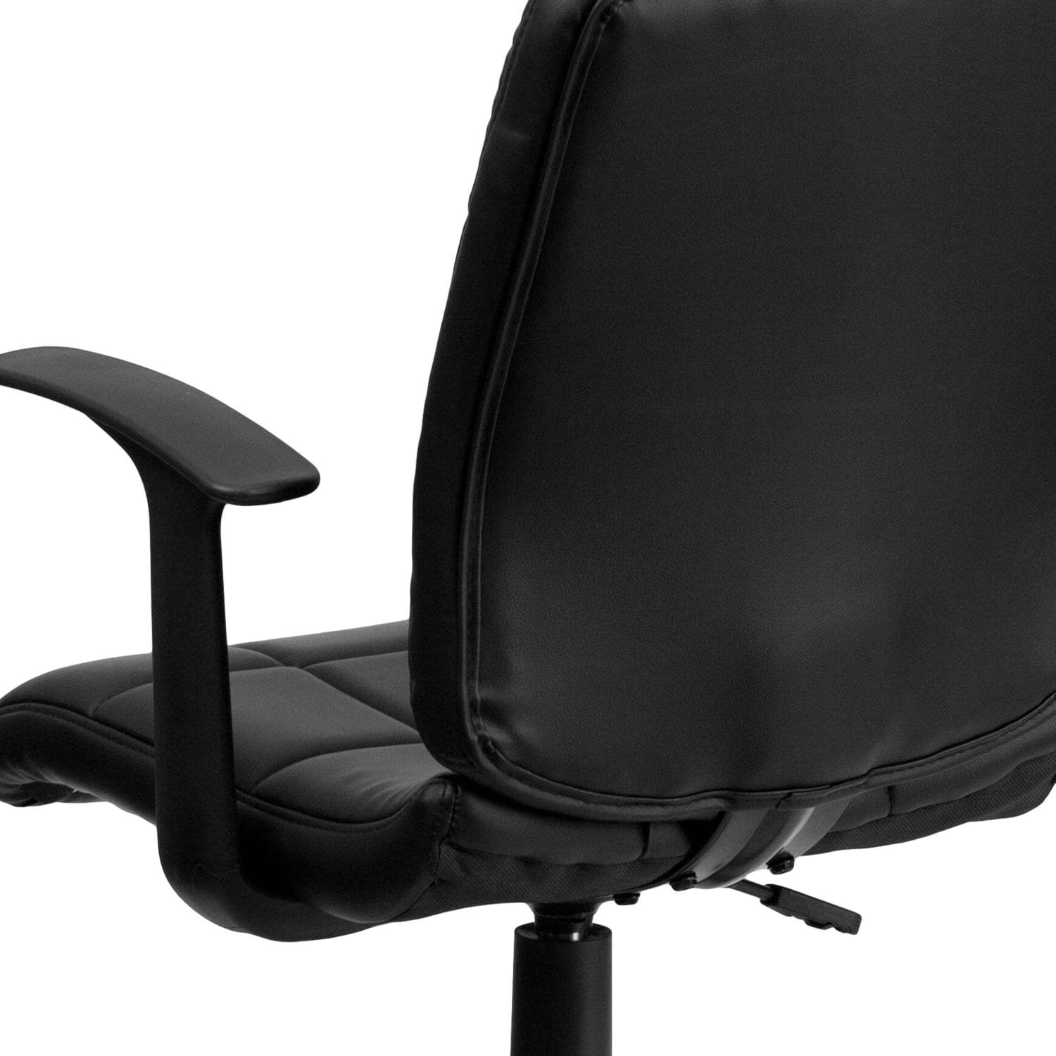 Flash Furniture Quilted Vinyl MidBack Swivel Task Chair With TArms Black PopularChairscom Flash Furniture Quilted Vinyl Mid Back Swivel Task Chair With T Arms Black PopularChairscom