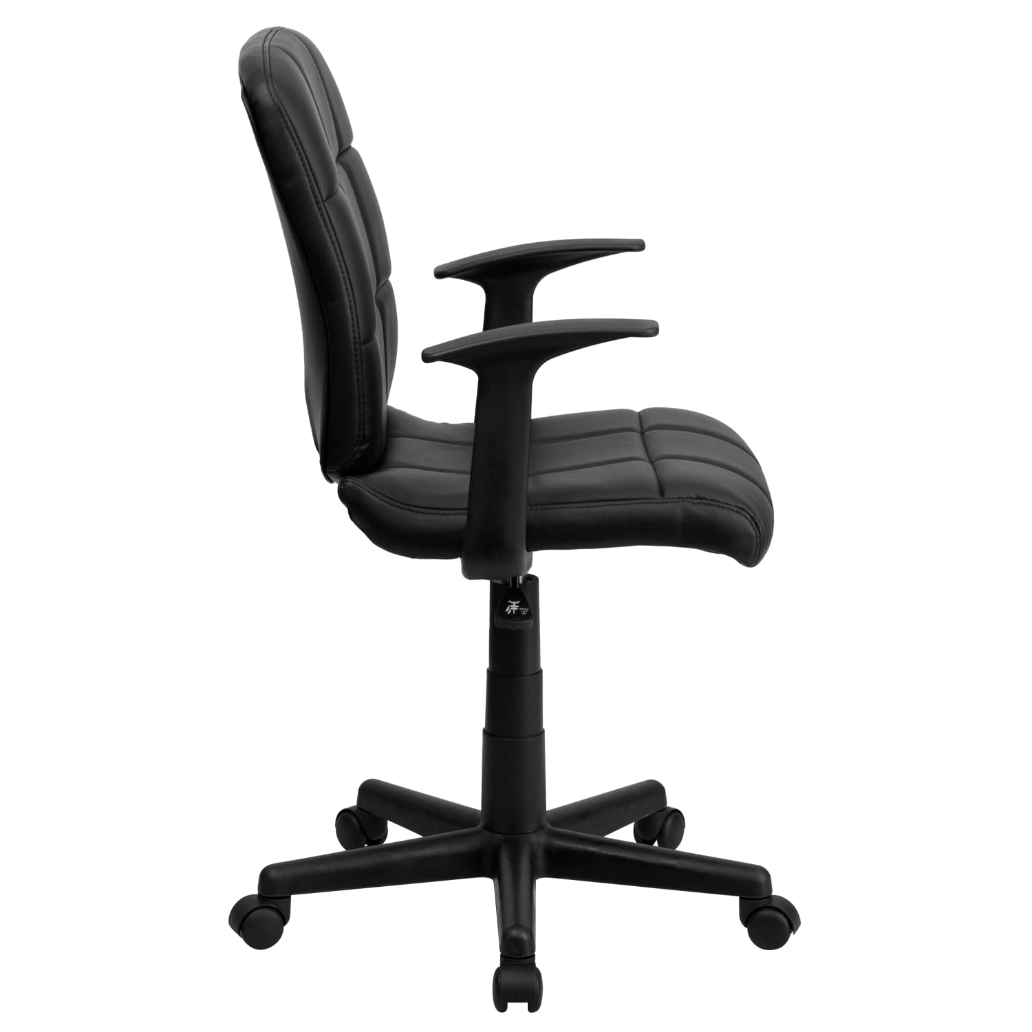 Flash Furniture Quilted Vinyl MidBack Swivel Task Chair With TArms Black PopularChairscom Flash Furniture Quilted Vinyl Mid Back Swivel Task Chair With T Arms Black PopularChairscom