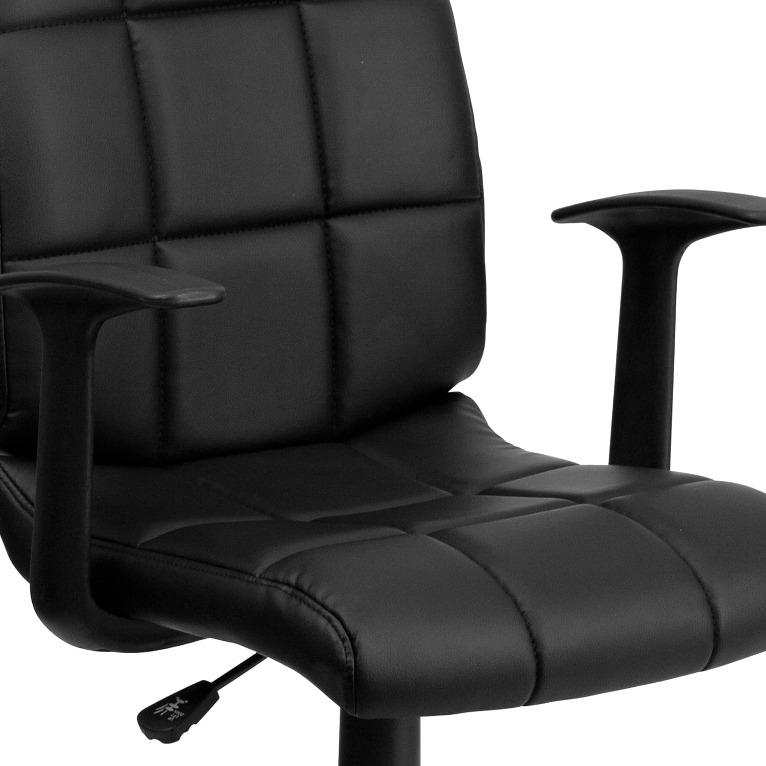 Flash Furniture Quilted Vinyl MidBack Swivel Task Chair With TArms Black PopularChairscom Flash Furniture Quilted Vinyl Mid Back Swivel Task Chair With T Arms Black PopularChairscom
