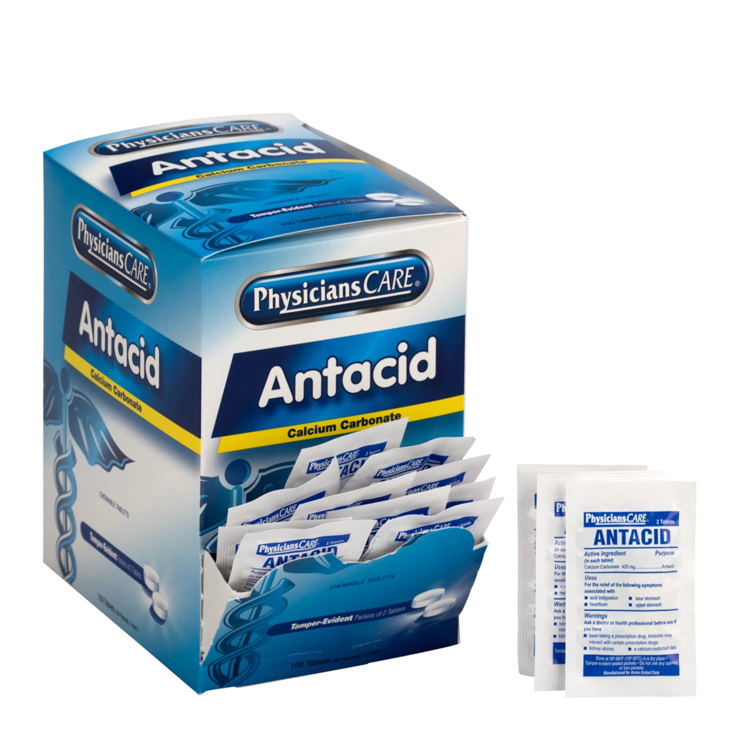 PhysiciansCare Antacid Heartburn Medication, 2 Tablets Per Packet, Box Of 50 Packets - Image 5