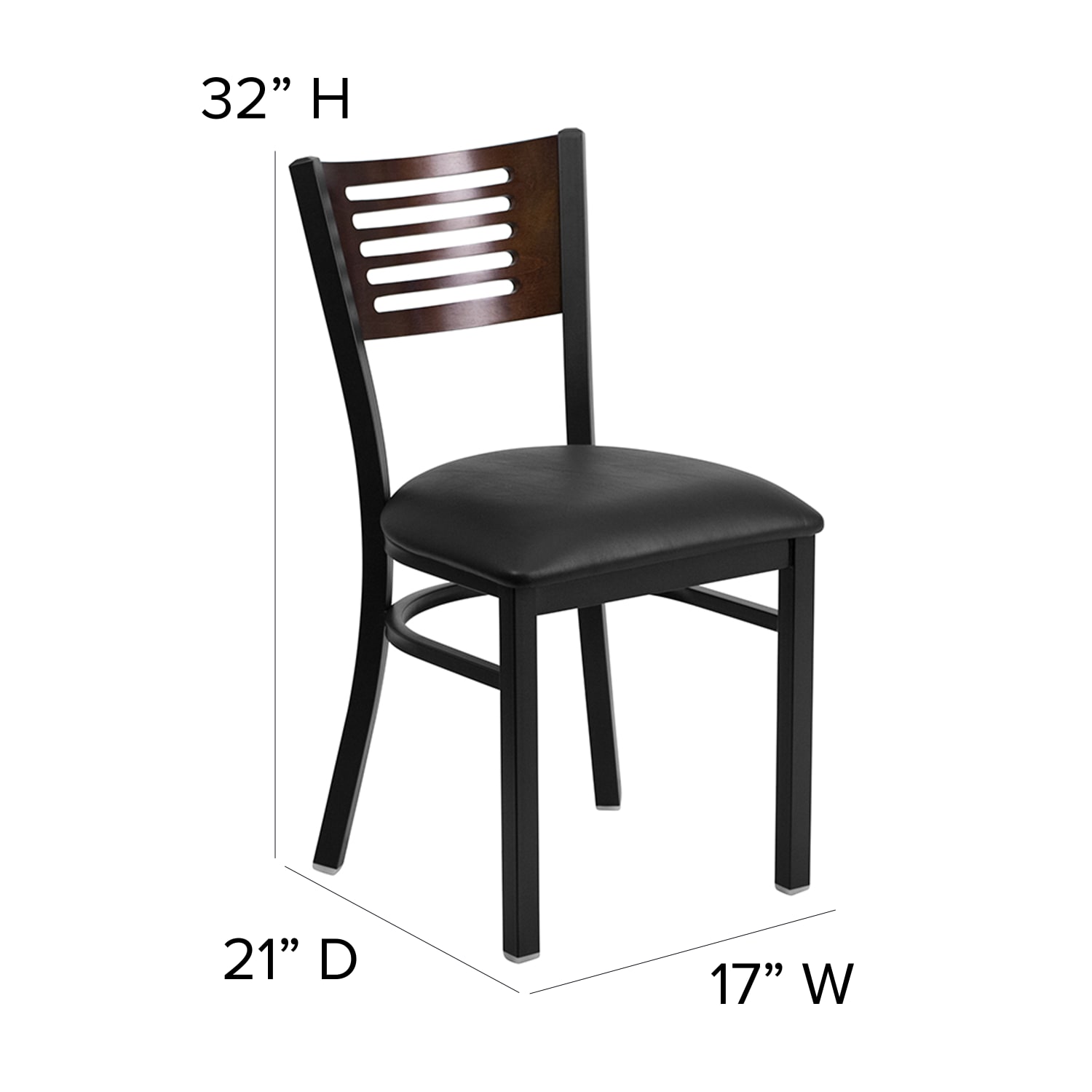 Flash Furniture Decorative Slat Back Restaurant Chair, Walnut/Black - Image 5