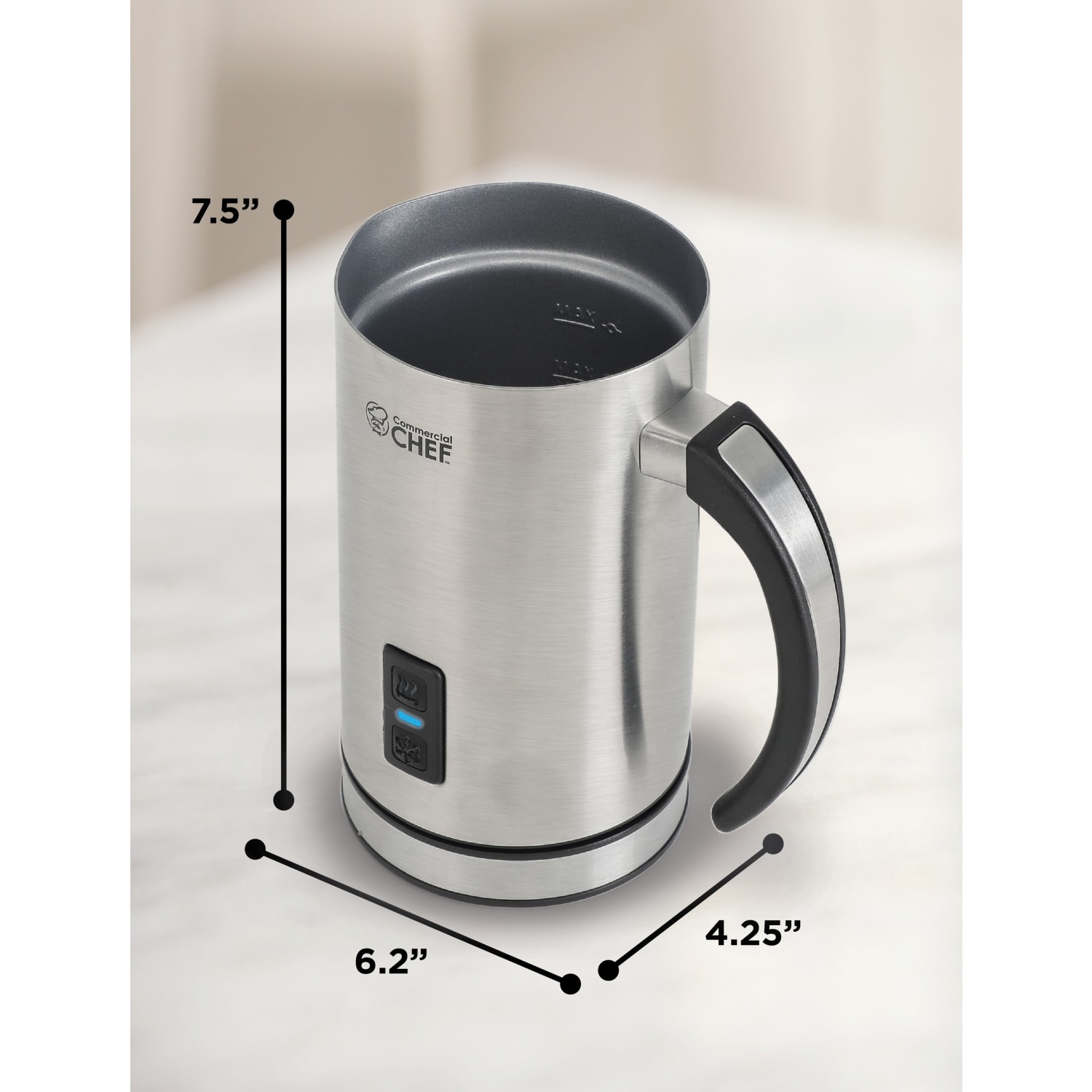 Commercial Chef Electric Milk Frother, 7-1/2inH x 6-1/4inW x 4-1/4inD, Silver - Image 3