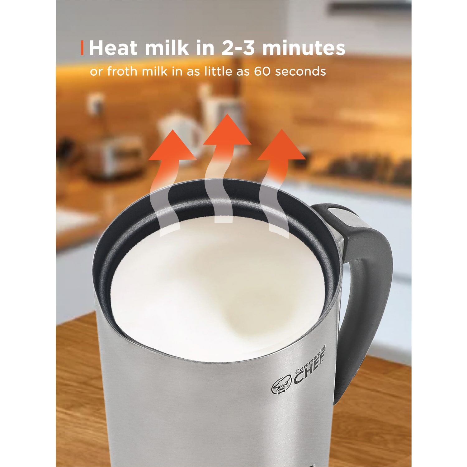 Commercial Chef Electric Milk Frother, 7-1/2inH x 6-1/4inW x 4-1/4inD, Silver - Image 5