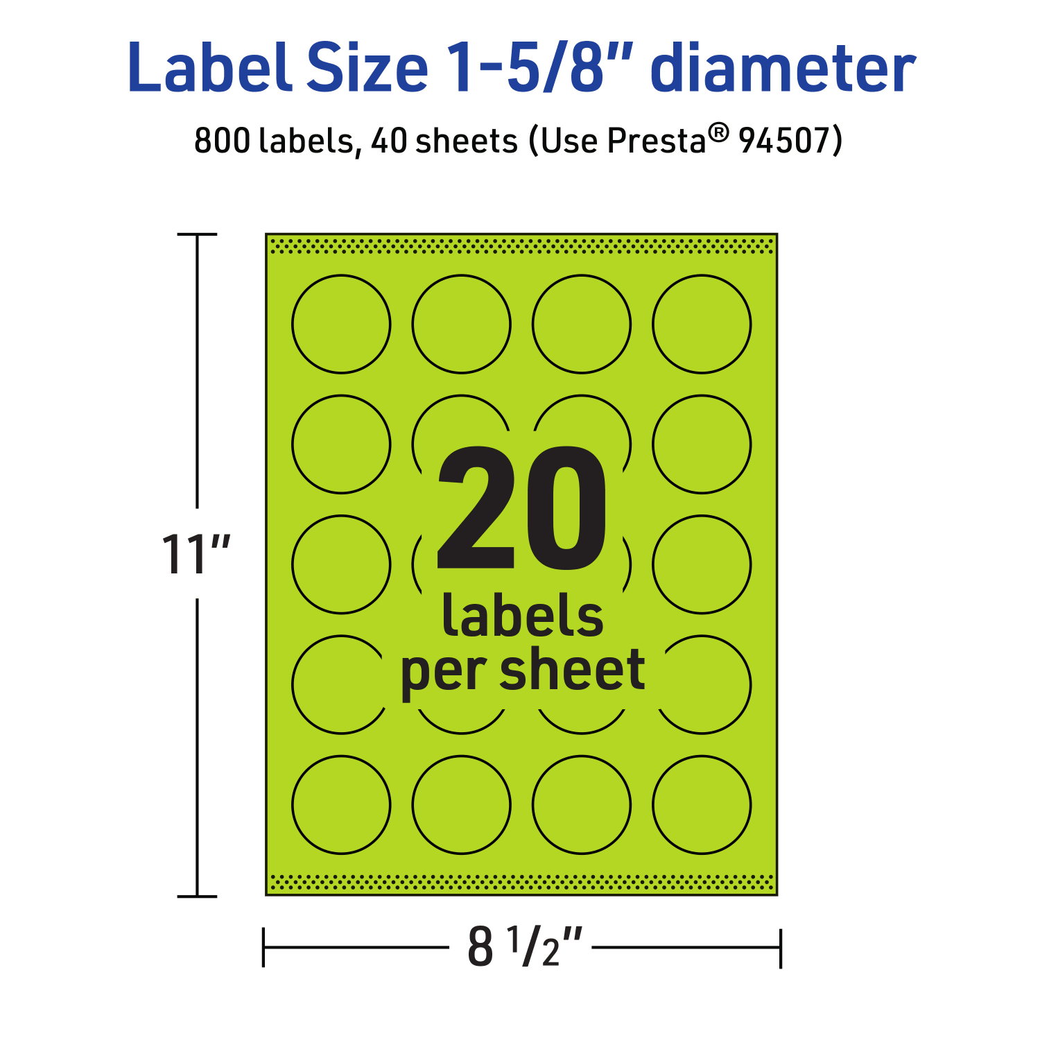 Avery Print-To-The-Edge Labels With Sure Feed Technology And Easy Peel Label Feature, 94507-BGP40, Round, 1-5/8in, Matte Bright Green, Pack of 800 - Image 6