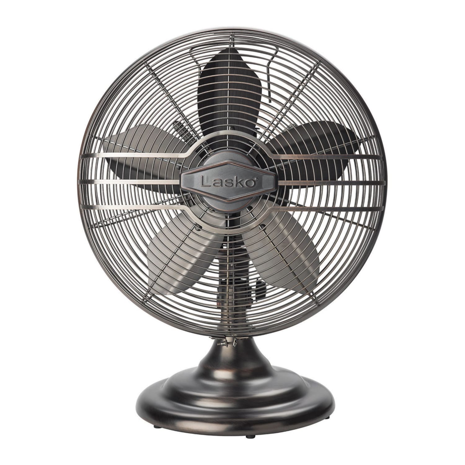 Lasko 12in Classic Metal Table Fan, 12in Diameter, 3 Speed, Quiet, Carrying Handle, Oscillating, 17.3inH x 13.3inW, Metal