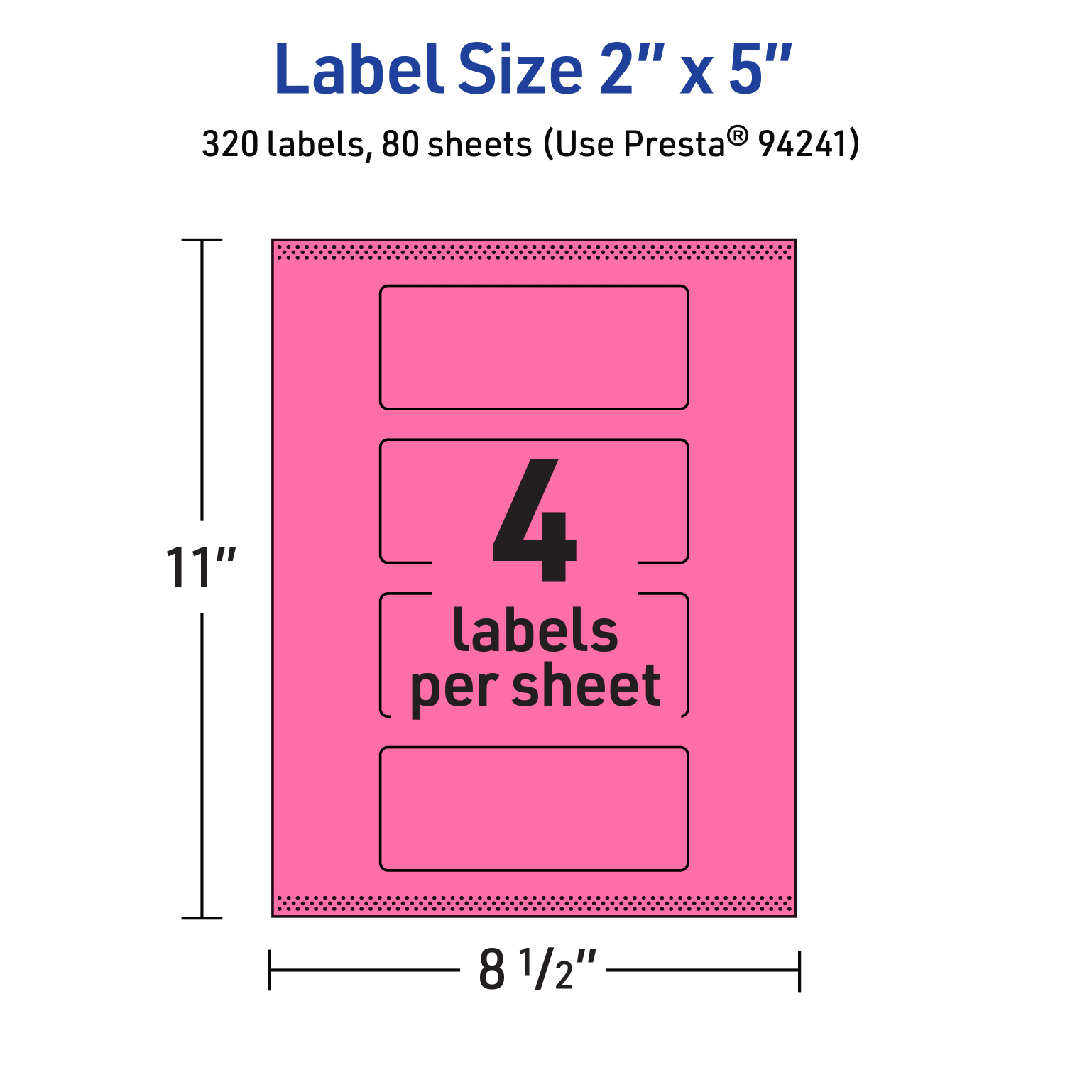 Avery Print-To-The-Edge Labels With Sure Feed Technology, 94241-BPP80, Rectangle, 2in x 5in, Matte Bright Pink, Pack of 320 - Image 6