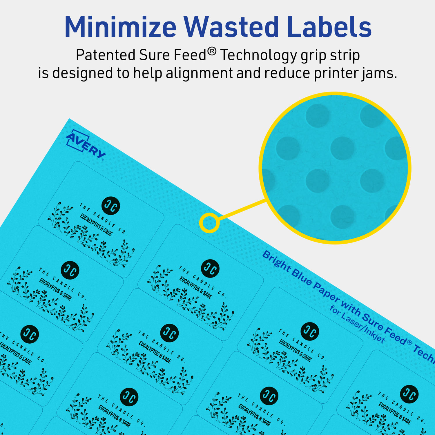 Avery Printable Labels With Sure Feed Technology, 94226-BBP80, Rectangle, 1-1/4in x 1-3/4in, Matte Bright Blue, Pack of 2560 - Image 5