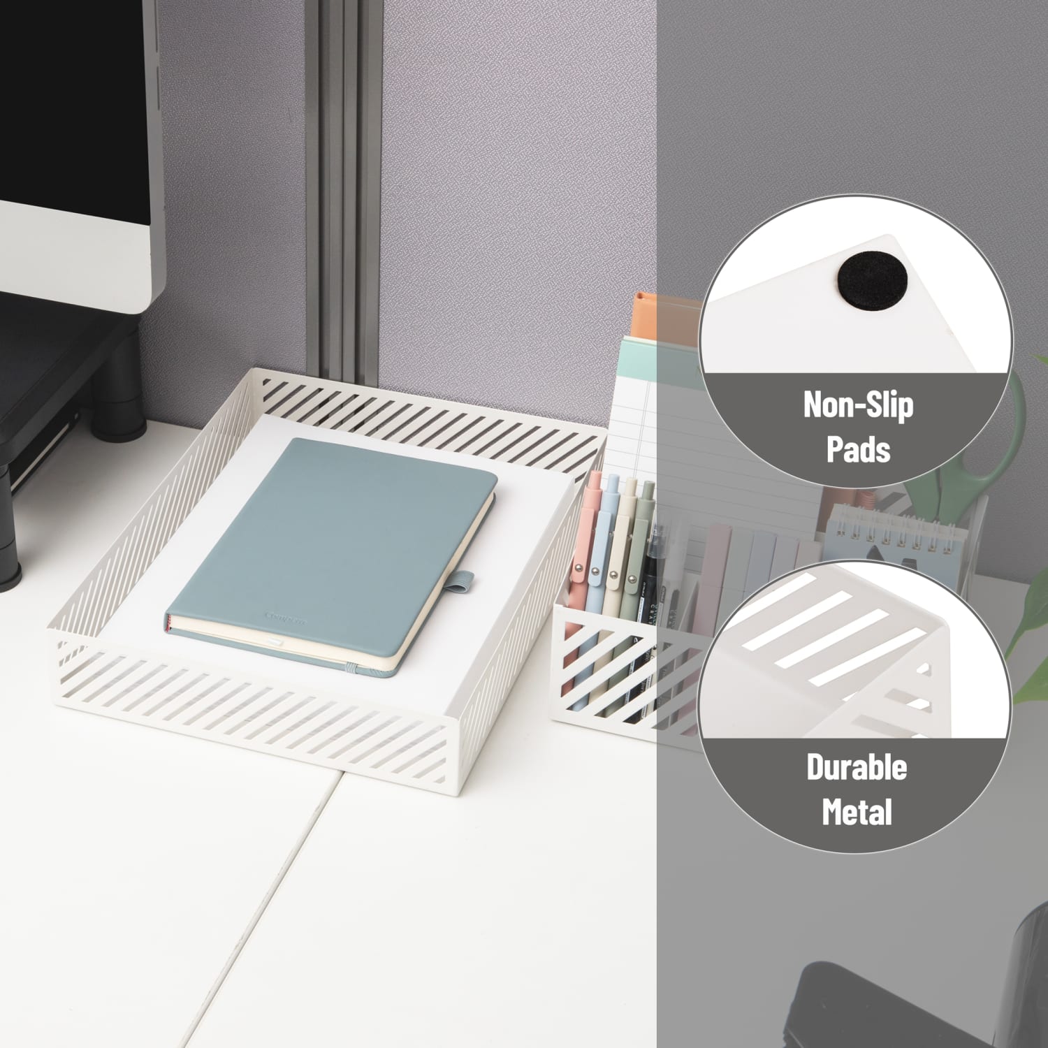 Mind Reader Metal Letter-Size Paper Tray, 2-1/4inH x 12-3/4inW x 9-3/4inD, White, Total Qty 1 - Image 5