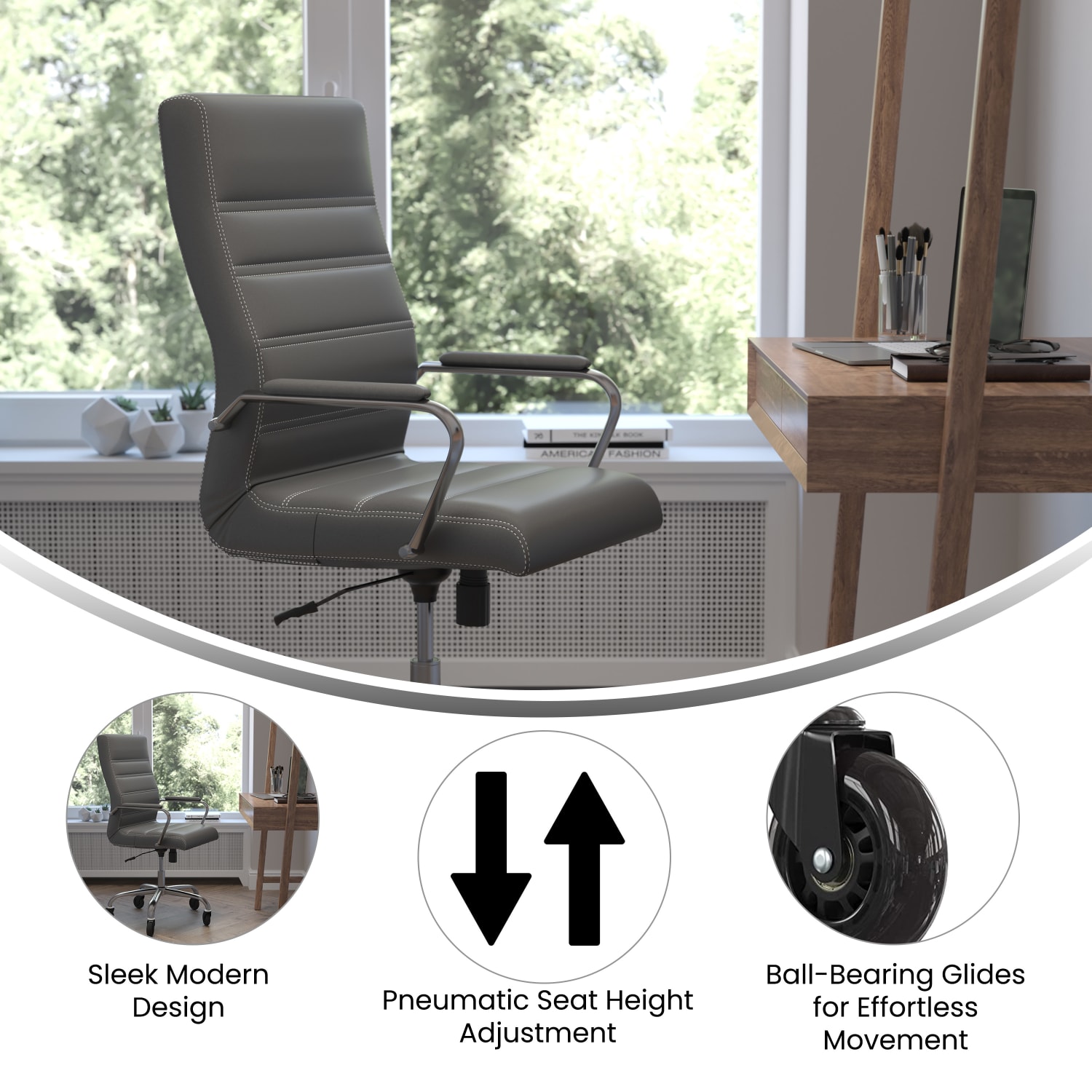 Flash Furniture Whitney Ergonomic Faux Leather HighBack Executive Swivel Office Chair GrayChrome PopularChairscom Flash Furniture Whitney Ergonomic Faux Leather High Back Executive Swivel Office Chair GrayChrome PopularChairscom