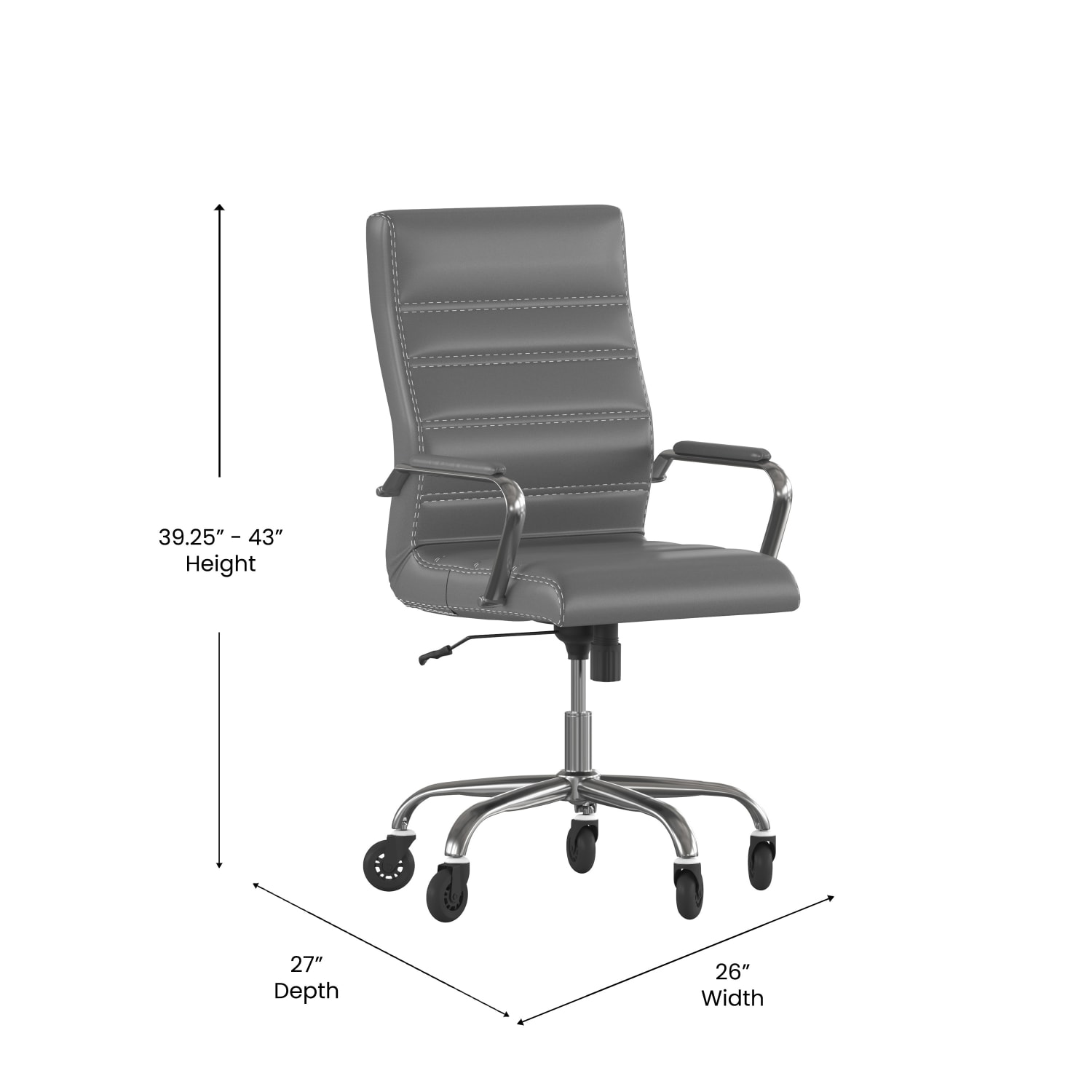 Flash Furniture Whitney Ergonomic Faux Leather High Back Executive Swivel Office Chair GrayChrome PopularChairscom