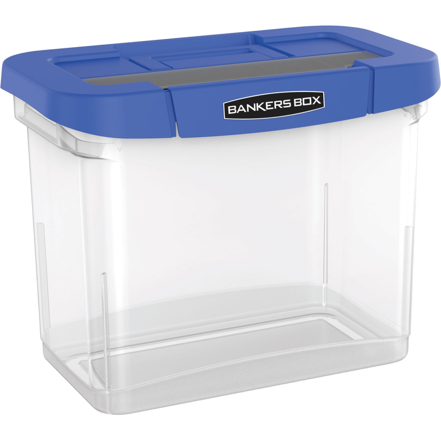 Bankers Box Heavy-Duty Portable Storage File Box, 10 3/4in x 6 3/4in x 11 3/4in, Blue/Clear - Image 3