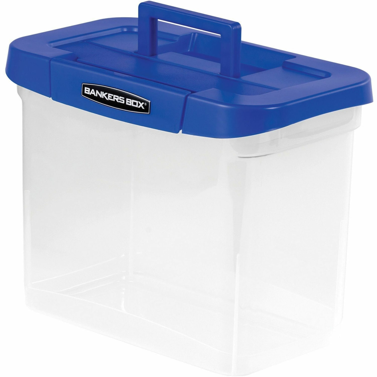 Bankers Box Heavy-Duty Portable Storage File Box, 10 3/4in x 6 3/4in x 11 3/4in, Blue/Clear - Image 6